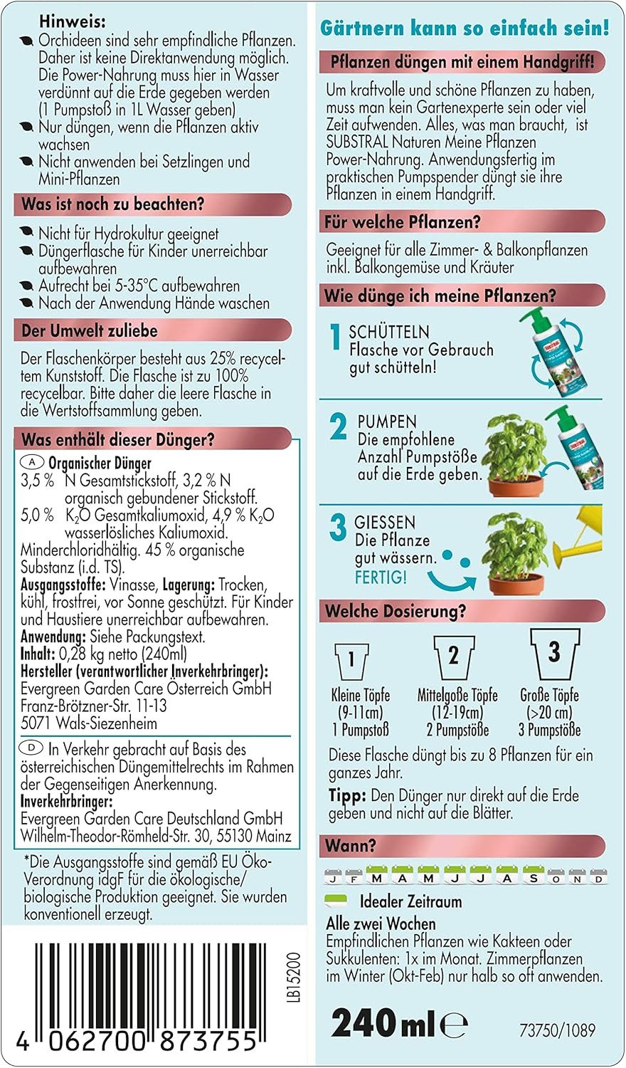Substral Naturen Pflanzenstärkungsmittel Substral Naturen Meine Pflanzen Power Nahrung Flüssigdünger 240ml