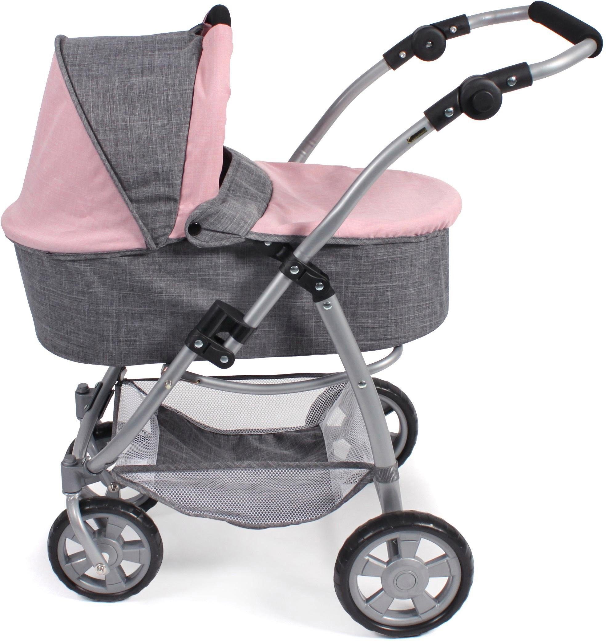 CHIC2000 Kombi-Puppenwagen Emotion All In 3in1, Grau-Rosa, inkl. Babywanne, Babyschale und Sportwagenaufsatz – Bild 5 von 5