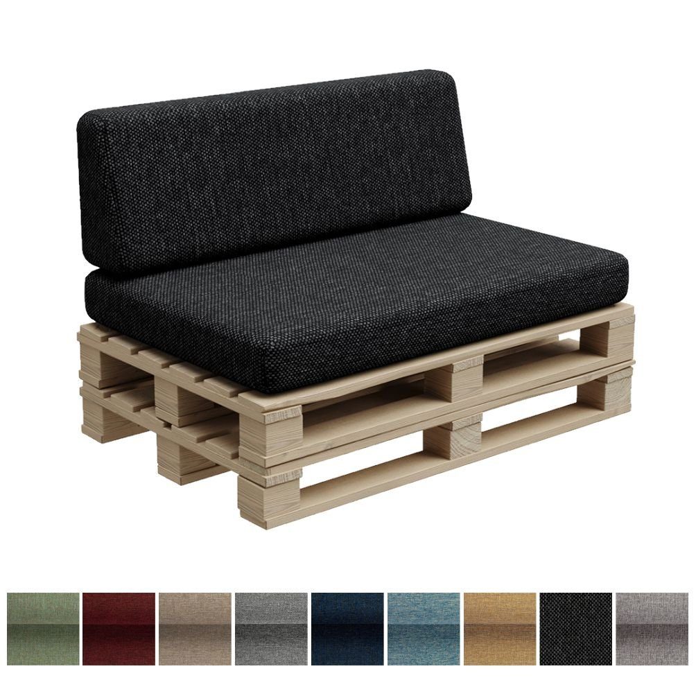 Palettenkissen PFBG Palettenkissen Gartenkissen für Garten, Balkon Terrasse, Maße Set (120x80 + 120x35)
