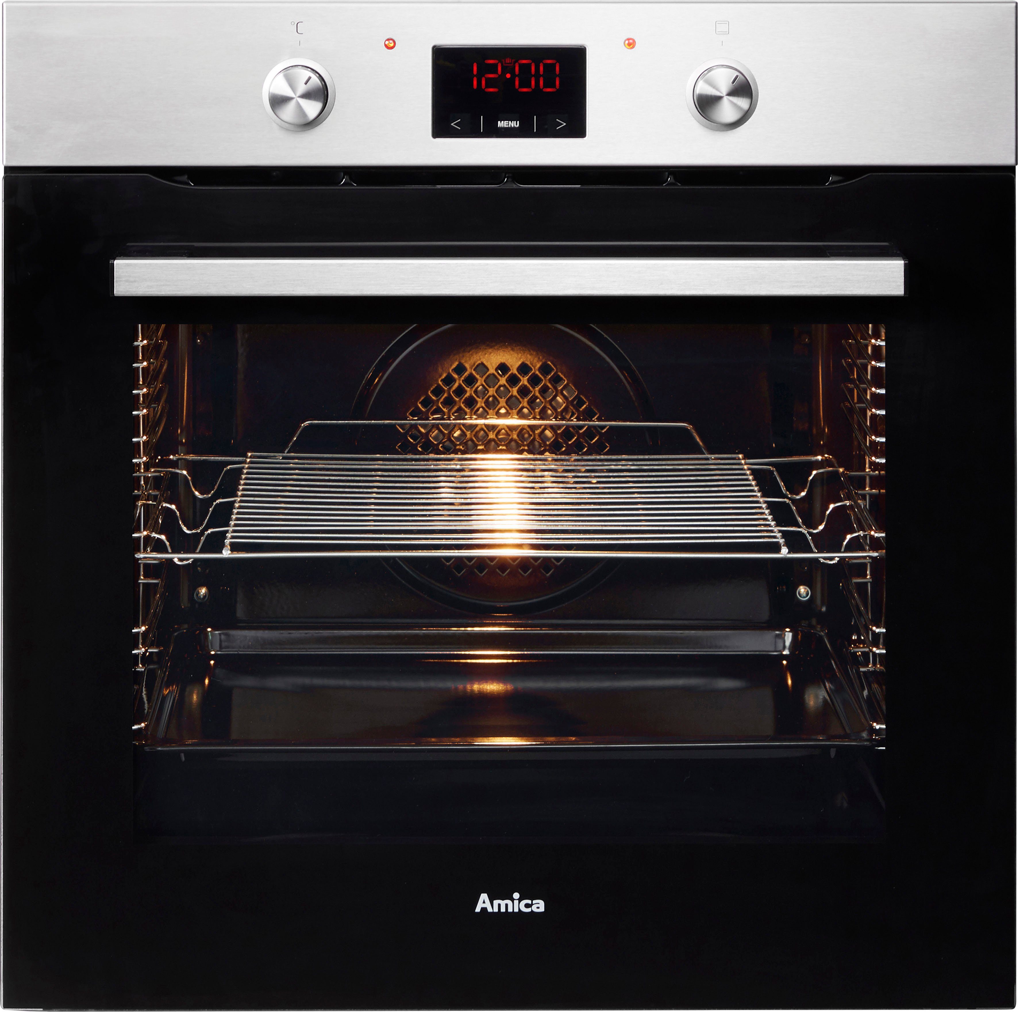 Amica Backofen EBX 943 625 E, mit Teleskopauszug nachrüstbar, Steam Clean, Schnell startklar, einfach sauber und angenehm sicher beim Backen