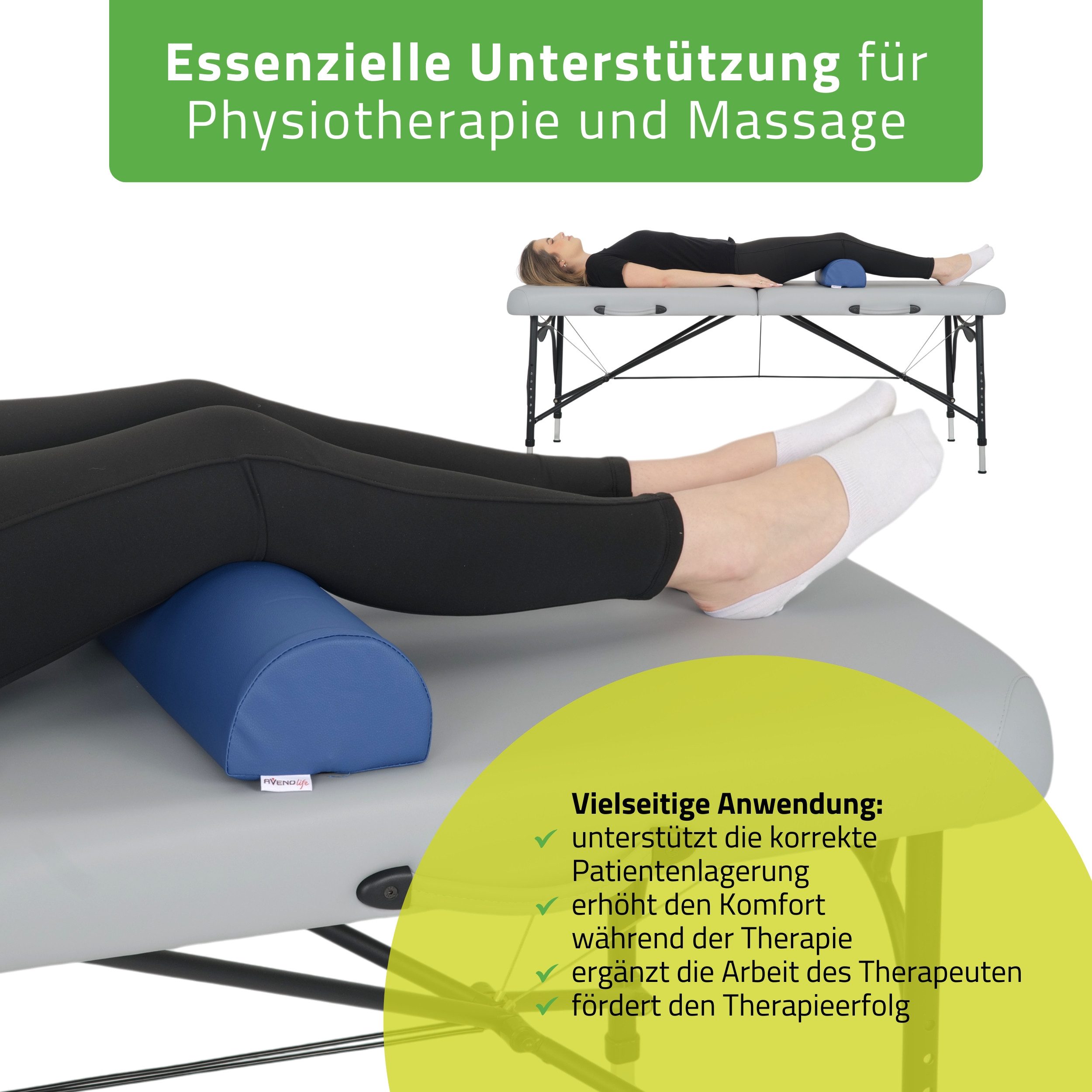 Habys Massageliege Halbrolle Knierolle Lagerungsrolle für Therapieliege 60x15x10cm Yoga
