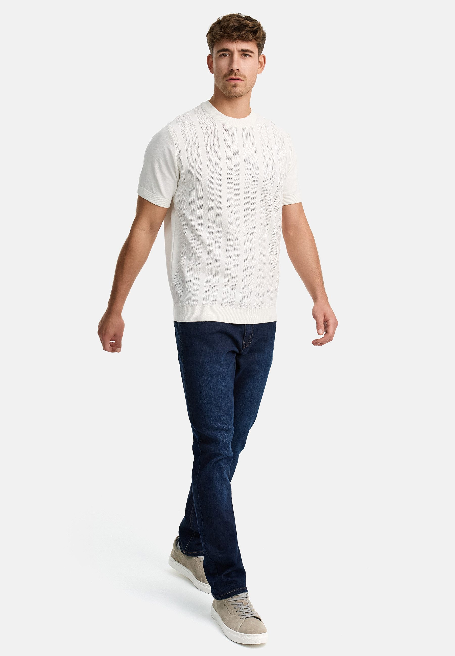 INDICODE T-Shirt Herren INVarson Shirt Tee Herrenshirt mit vertikalem Strickmuster für eine stilvolle Optik