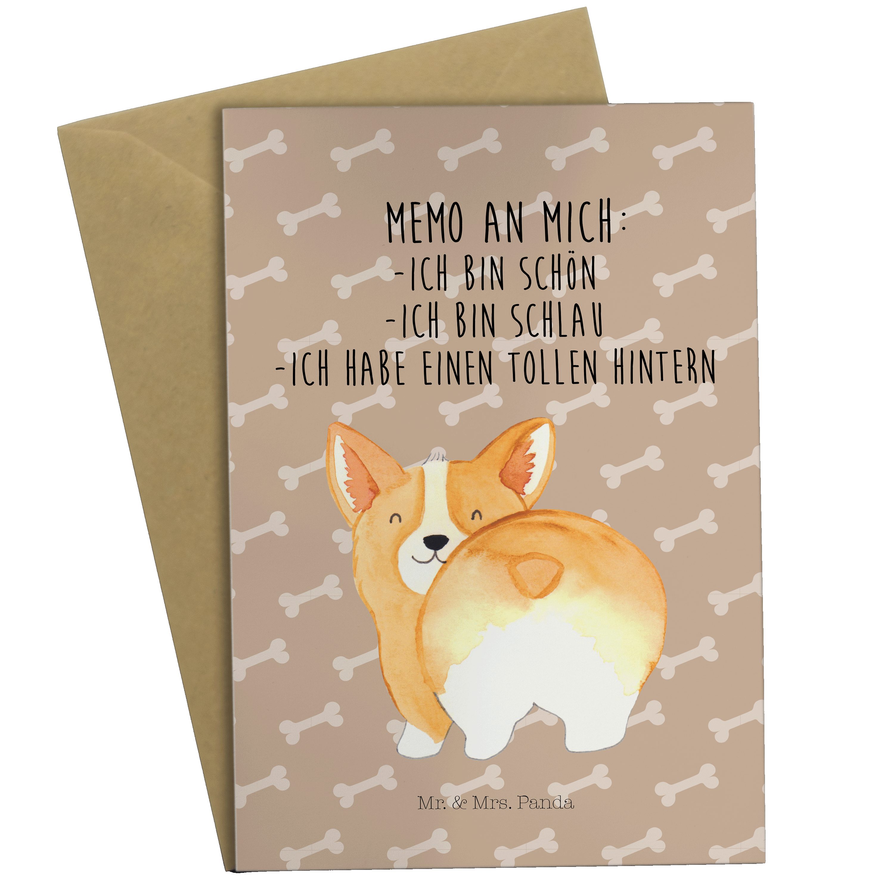 Mrs. Grußkarte Klap & Einladungskarte, Hundespruch, Mr. Geschenk, Corgie - - Hundeglück Panda Po