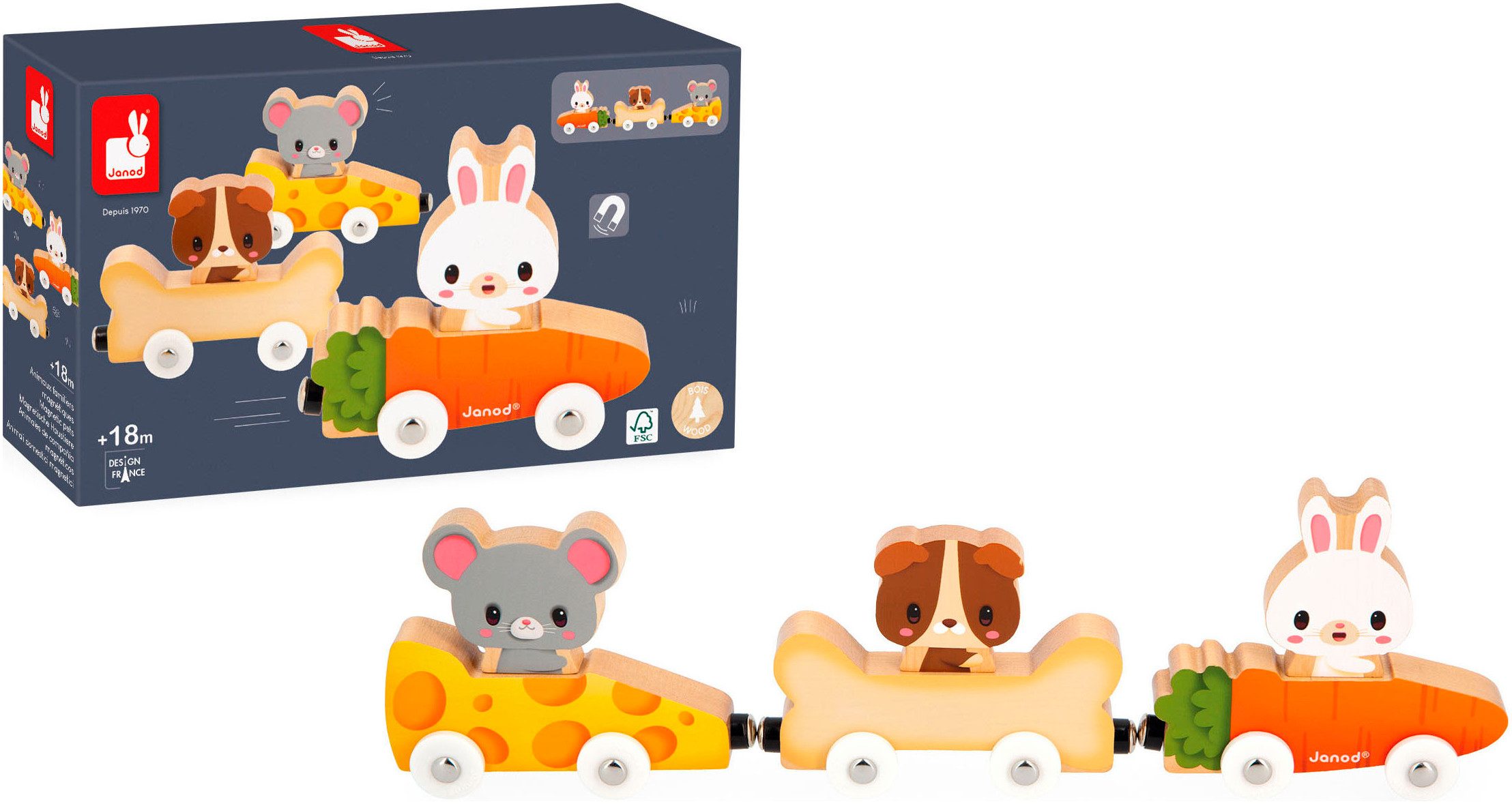 Janod Lernspielzeug Magnetische Tiere - Bauernhof, FSC® - schützt Wald günstig online kaufen