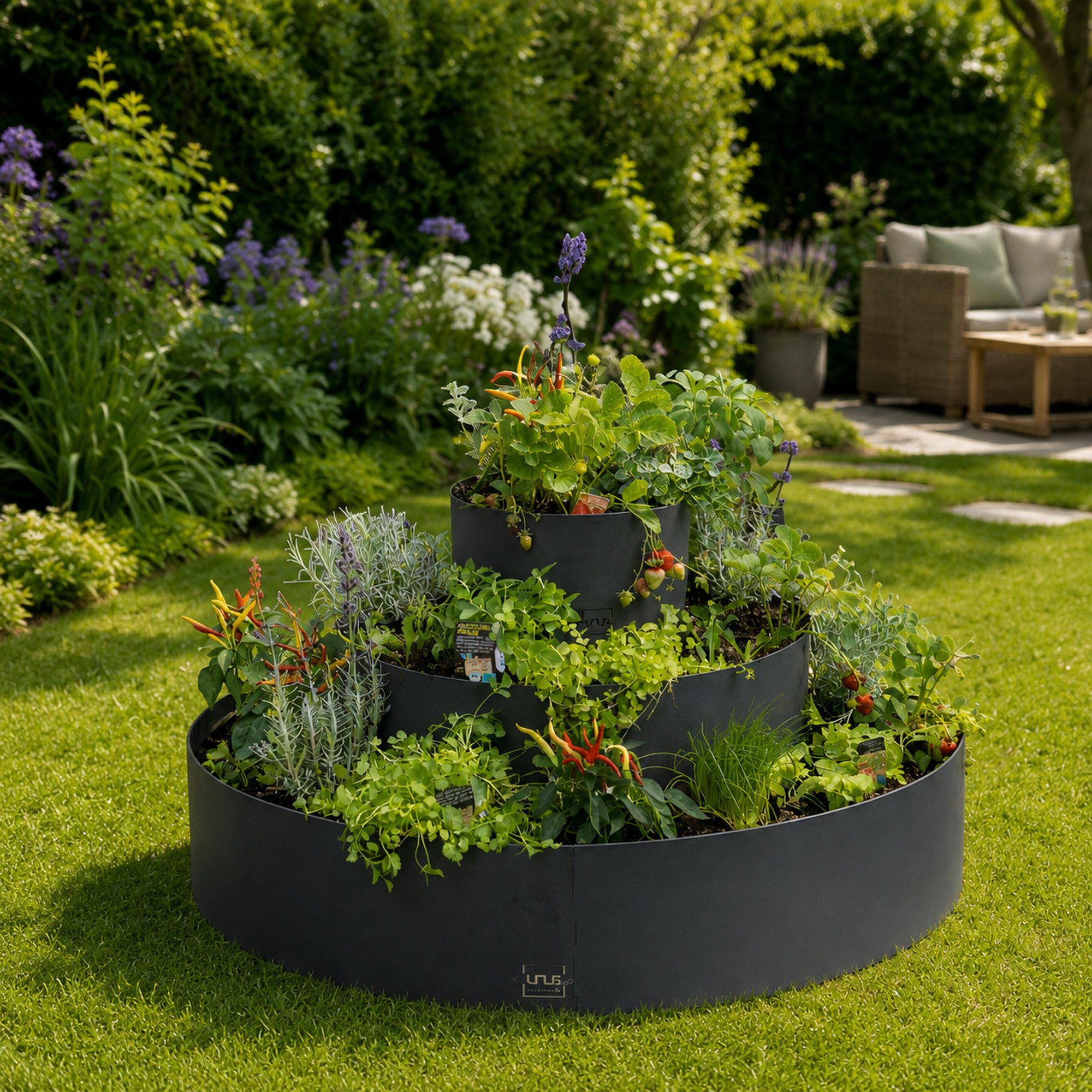 UNUS GARDEN Hochbeet Kräuterschnecke Rostoptik (30,60,90 cm), Gartenkräuter, Garten, Bepflanzung – Bild 2 von 5