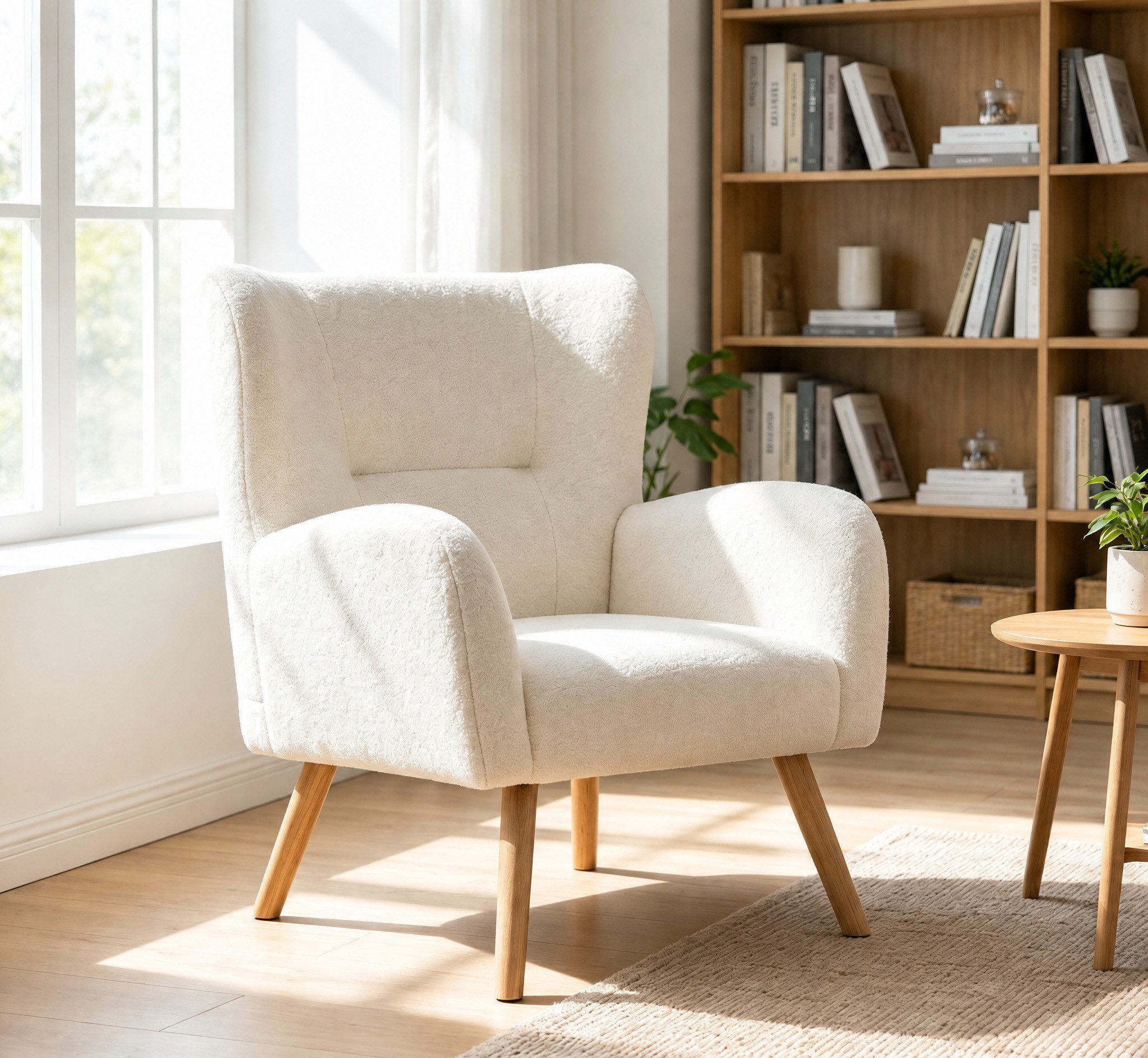 CANMOV Relaxsessel Ohrensessel mit rutschfesten Fußkappen, Einzelsessel (1-St), Einzelsessel Wohnzimmer, Lesesessel mit Holzbeinen