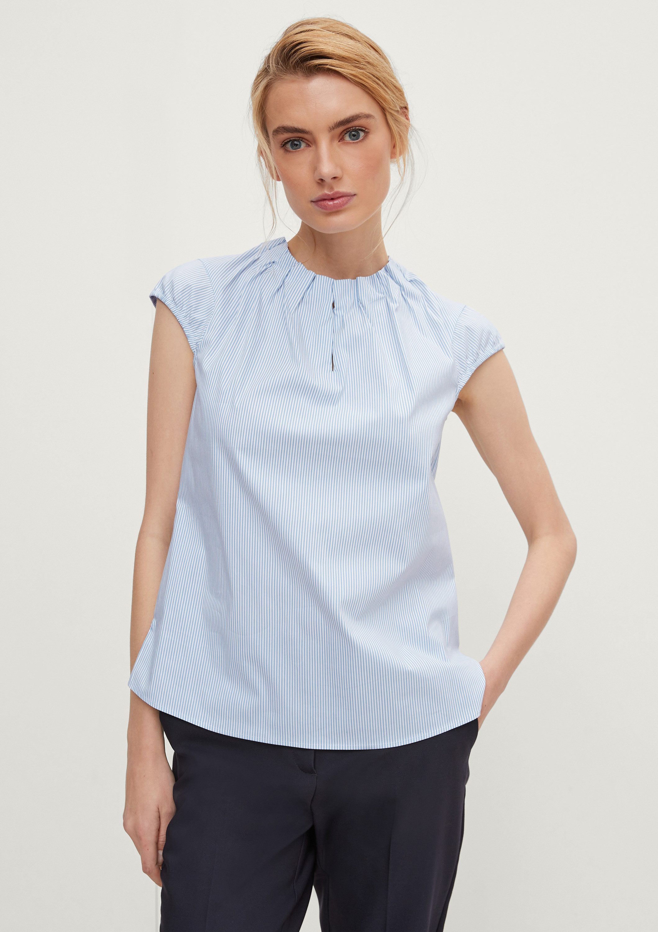 comma Kurzarmbluse Bluse Feminine Baumwollbluse günstig online kaufen