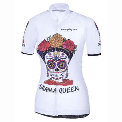 prolog cycling wear Radtrikot Fahrradtrikot Damen kurzarm „Drama Queen Weiß“ slim fit
