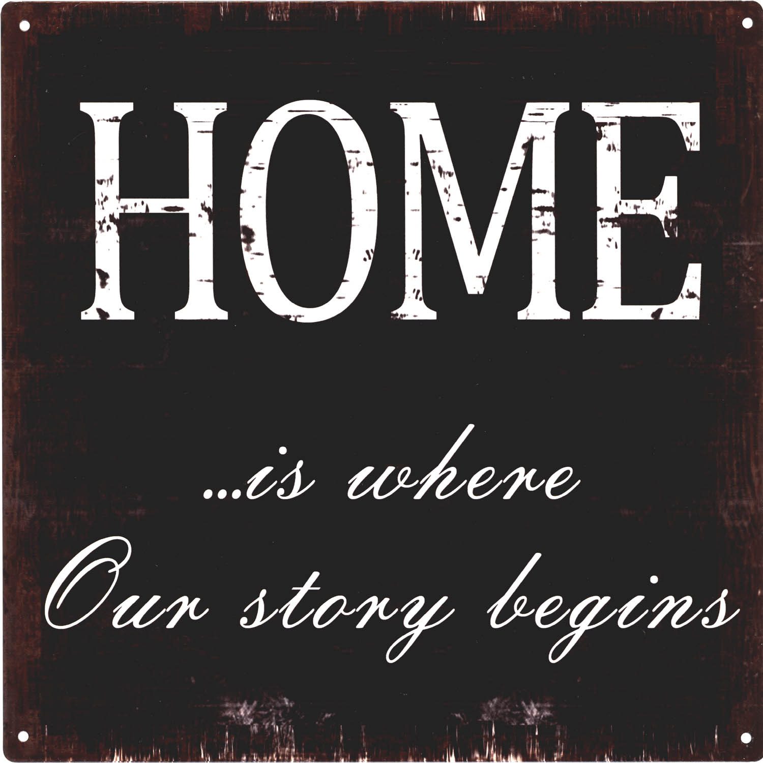 Moritz Metallschild Blechschild Home is where our Story begins, (Einzeln), Vintage Retro Deko Schild Metallschild Wandbild Schild