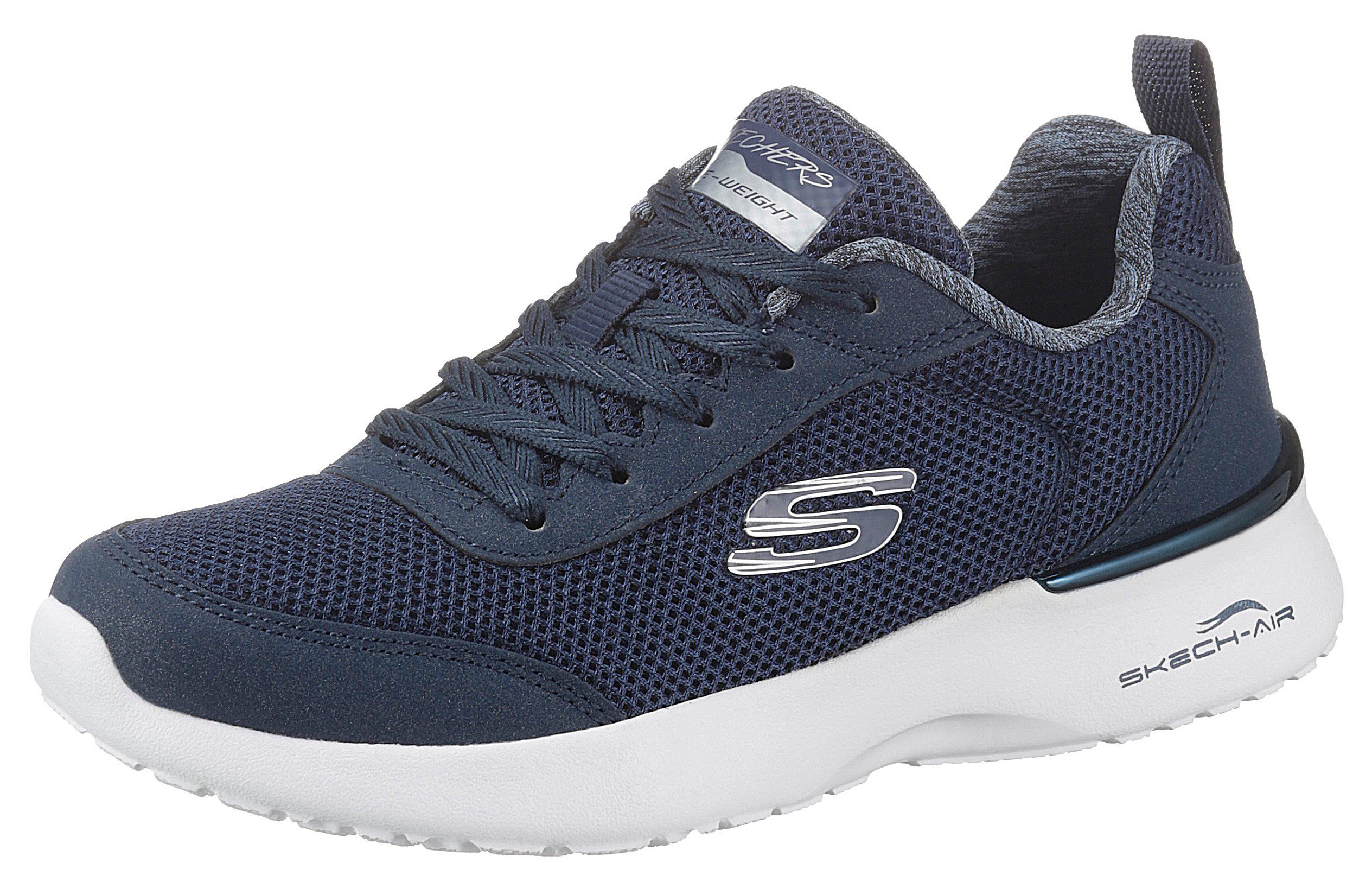 navy Metallic-Element an Ferse mit Brake der Skechers Skech-Air Dynamight Fast - Sneaker