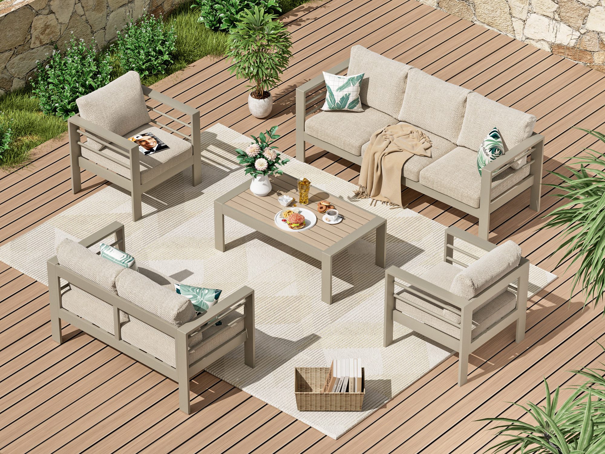 MeXo Gartenlounge-Set XXL Gartenmöbel Set Aluminium günstig online kaufen