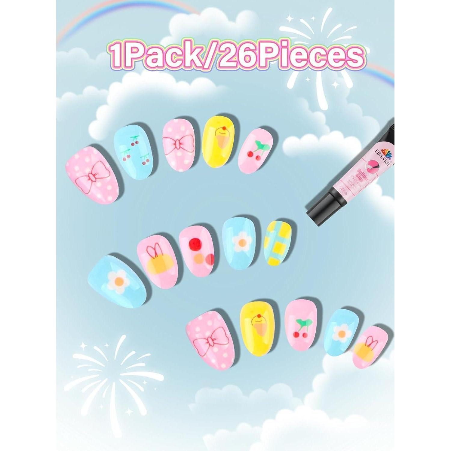 LuxusKollektion Kunstfingernägel Falsche Nägel 26 Mädchen Mandel Kleber Bezaubernd