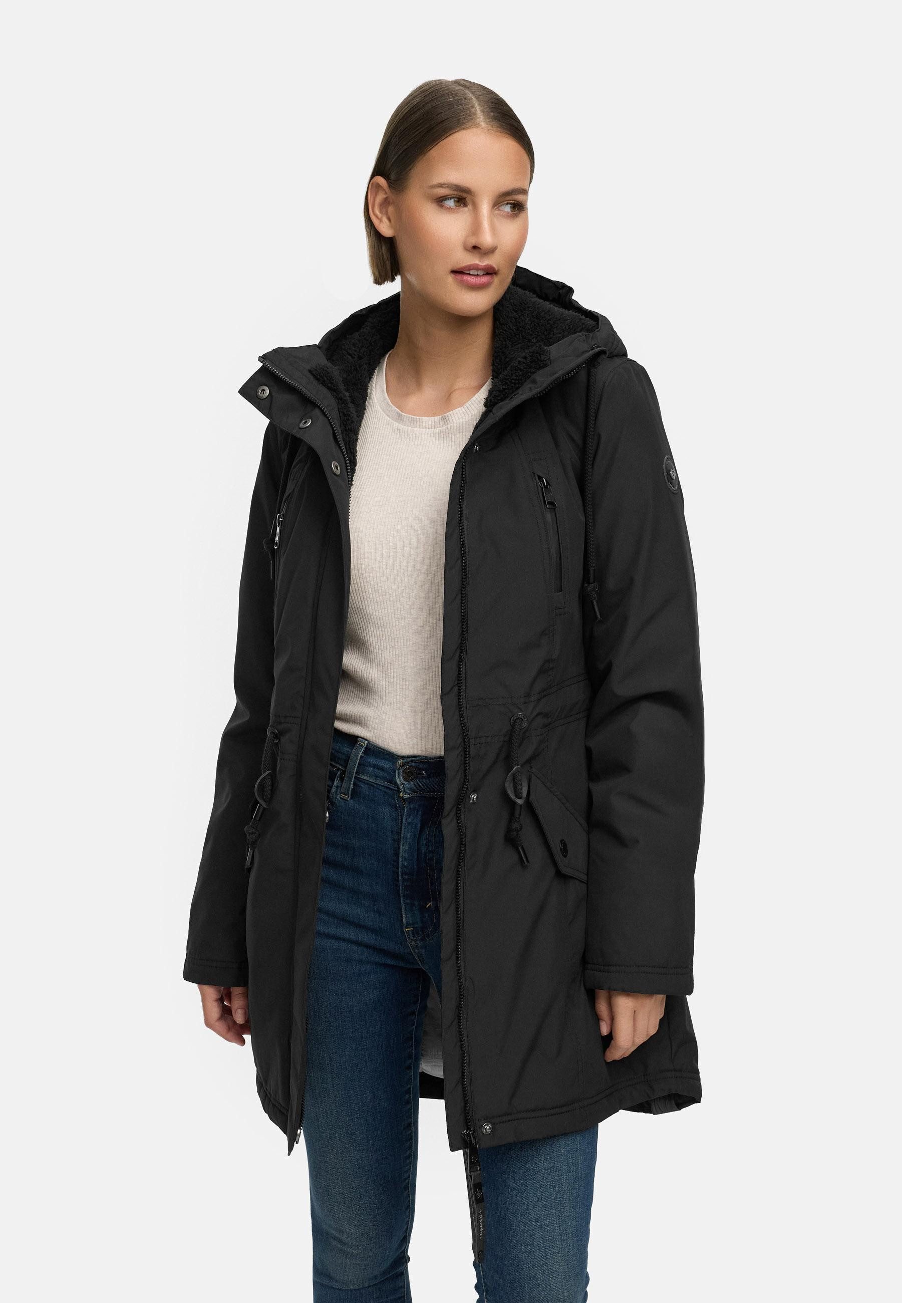 Ragwear Wintermantel Elsien wasserdichter Winterparka mit Teddyfell-Futter