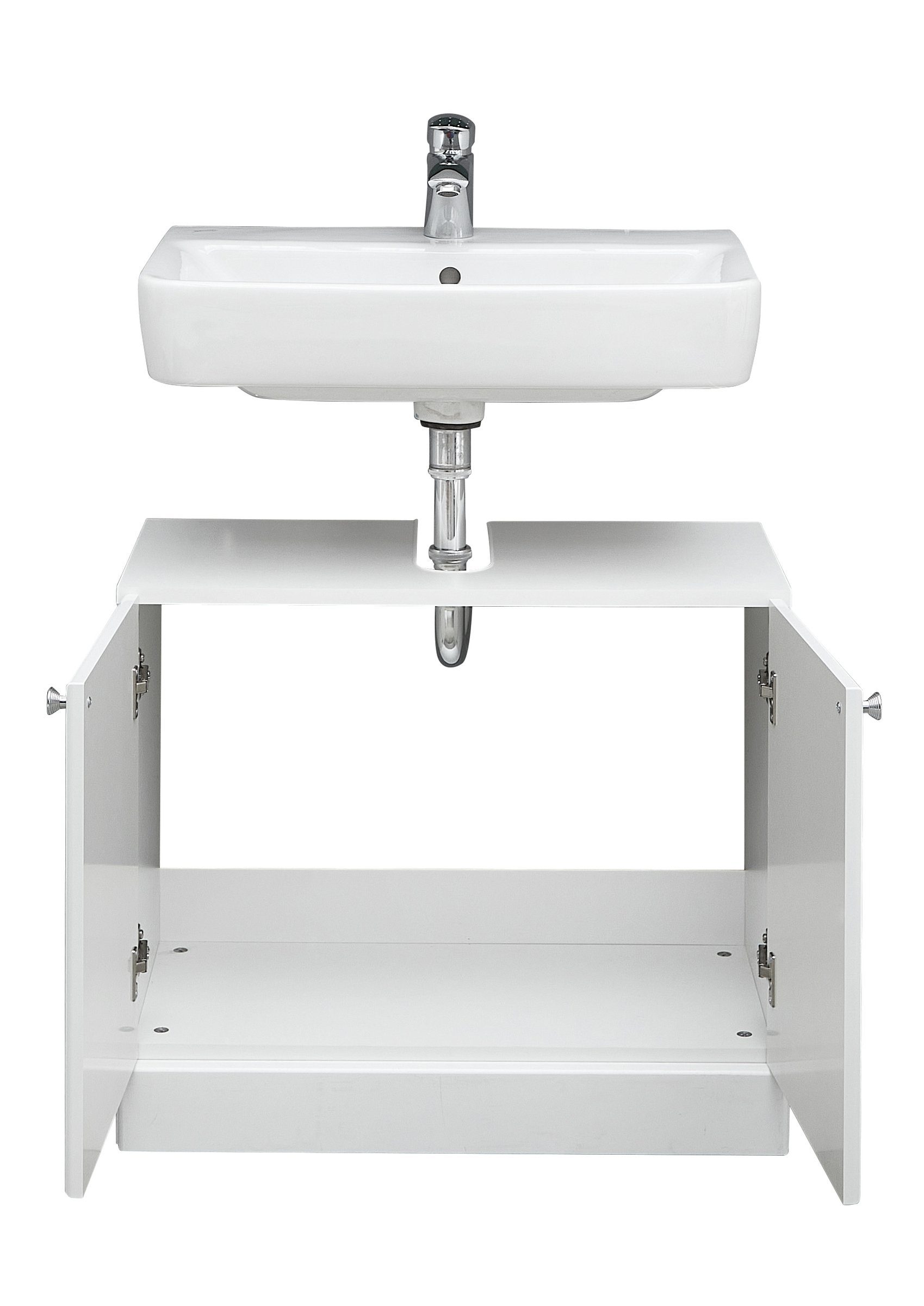 PELIPAL Waschbeckenunterschrank in Weiß hochglanz mit 2 Türen (BxHxT: 65x54x33 cm)