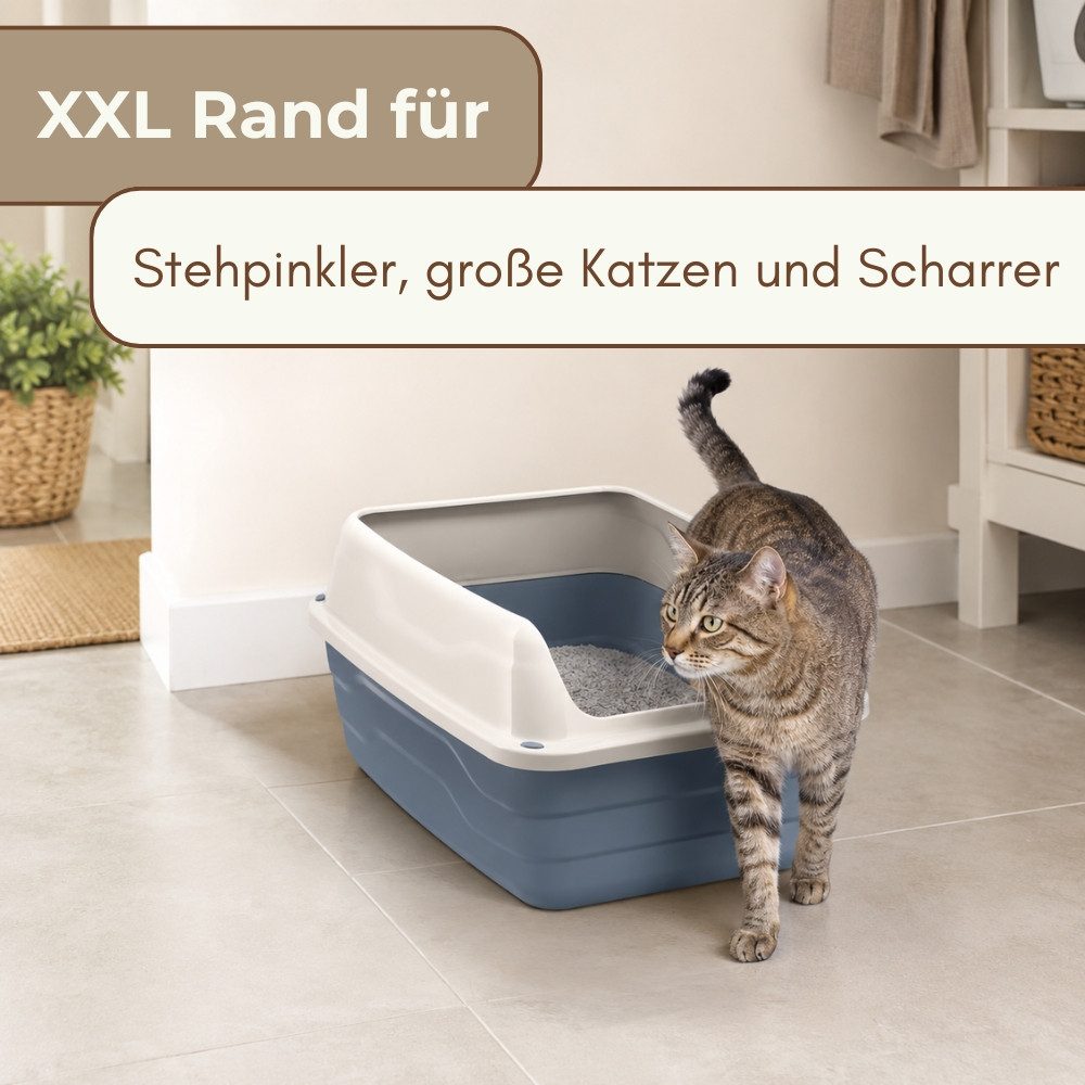 GarPet Katzentoilette Katzenklo XXL mit hohem Rand Katzenklo für große Katzen Klo offen