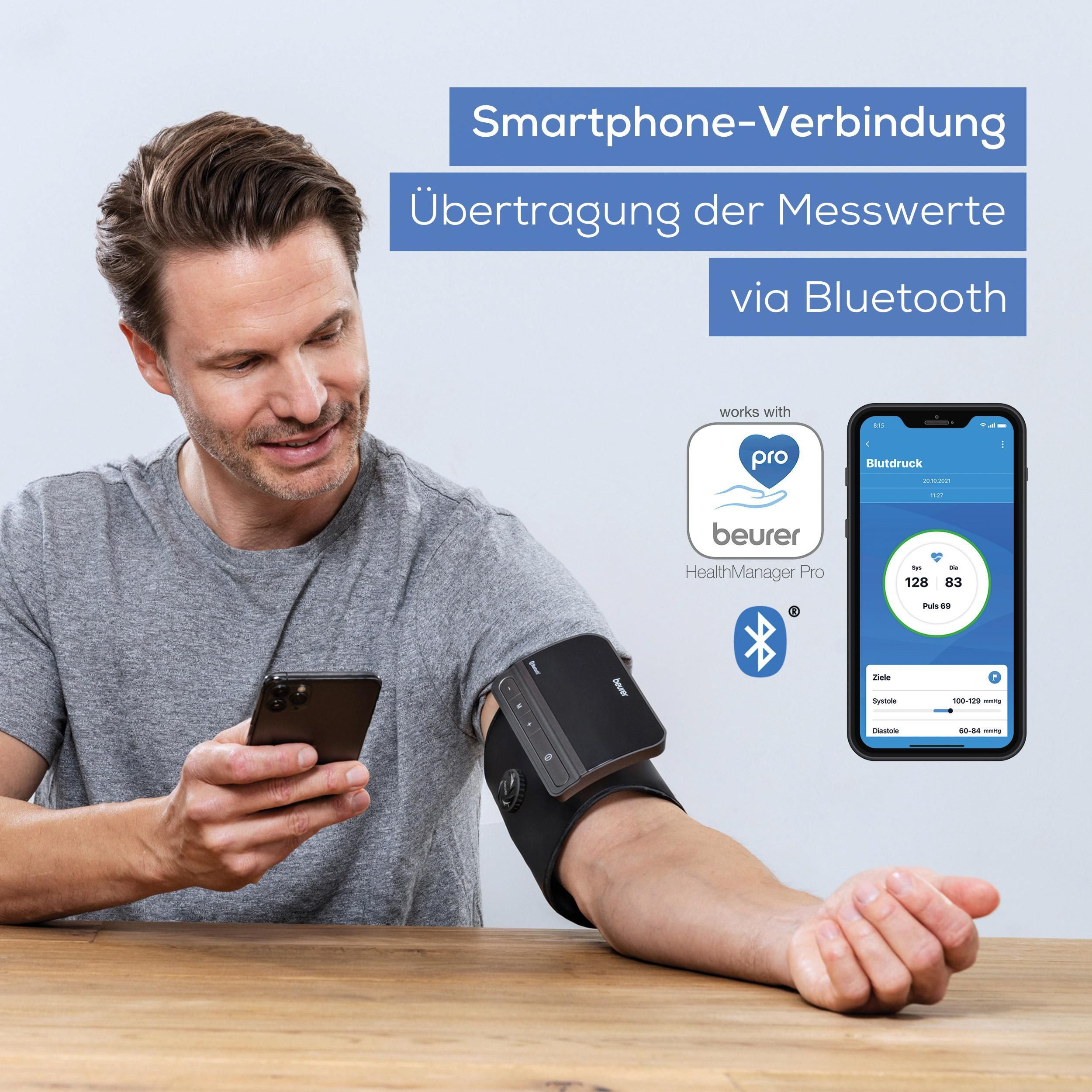 BEURER Oberarm-Blutdruckmessgerät BM 81 easyLock für einfache Messung ohne Kabel und Schläuche, Manschette anlegen, festdrehen und direkt die Messung starten