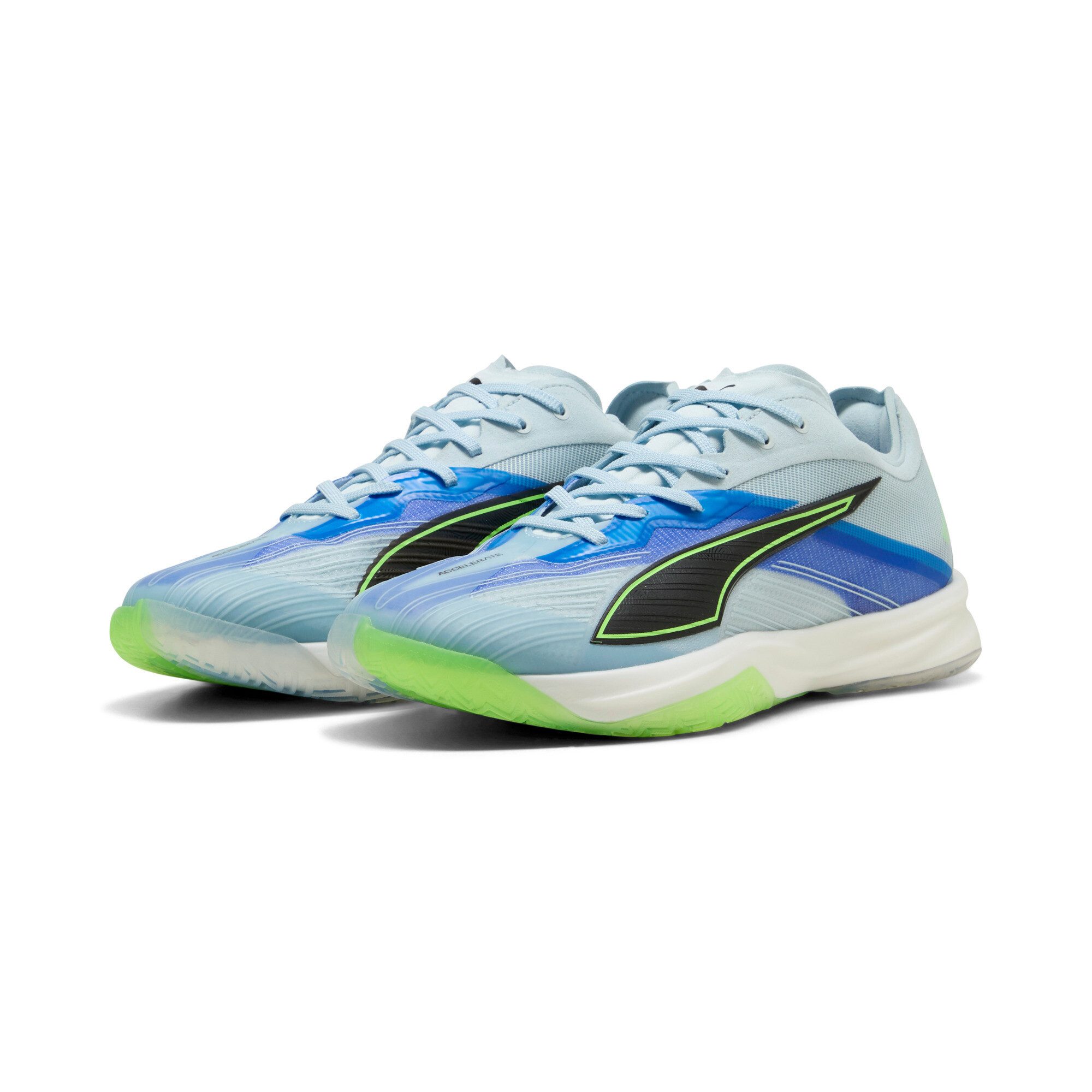 PUMA Accelerate Nitro SQD 5 Aqua Glow-PUMA Black-Green Gla Handballschuh