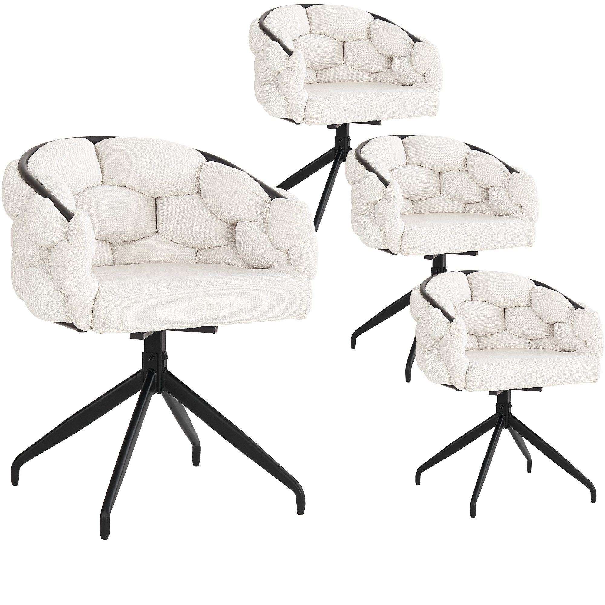 HAUSS SPOLE Drehstuhl 4er Drehstuhl 360° drehbar, mit Rückenlehne, Ergonomischer Stuhl Beige (Polsterstuhl, Wohnzimmerstuhl, Küchenstuhl, 4 St), Ergonomischer Stuhl, Bubble Stühle