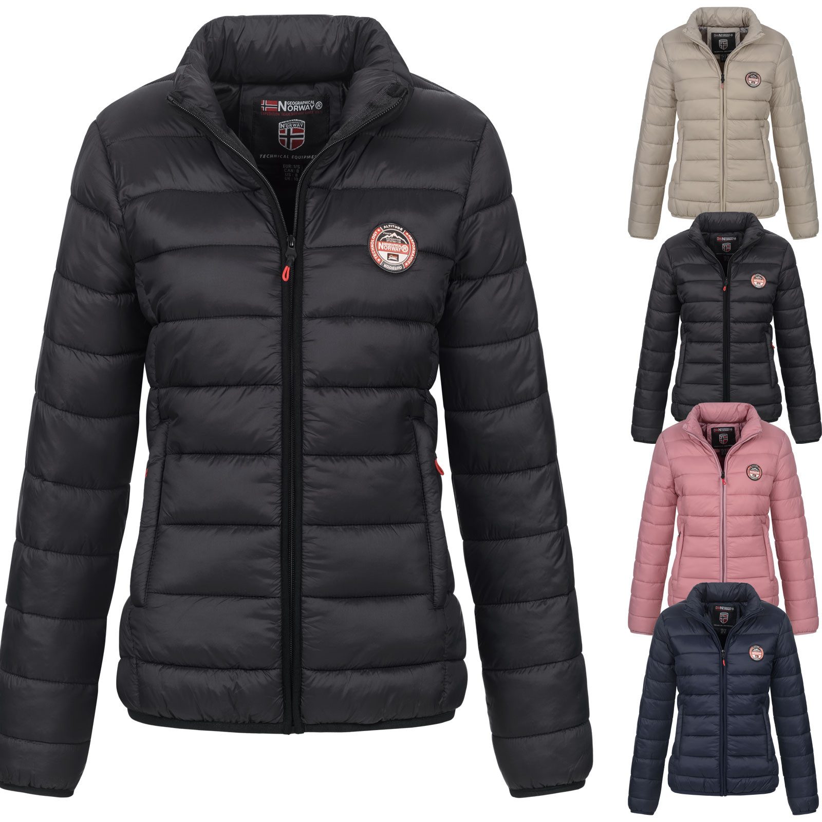 Geographical Norway Steppjacke Damen Herbst Winter Übergangsjacke Steppjacke Outdoor leicht Kapuze – Bild 4 von 5
