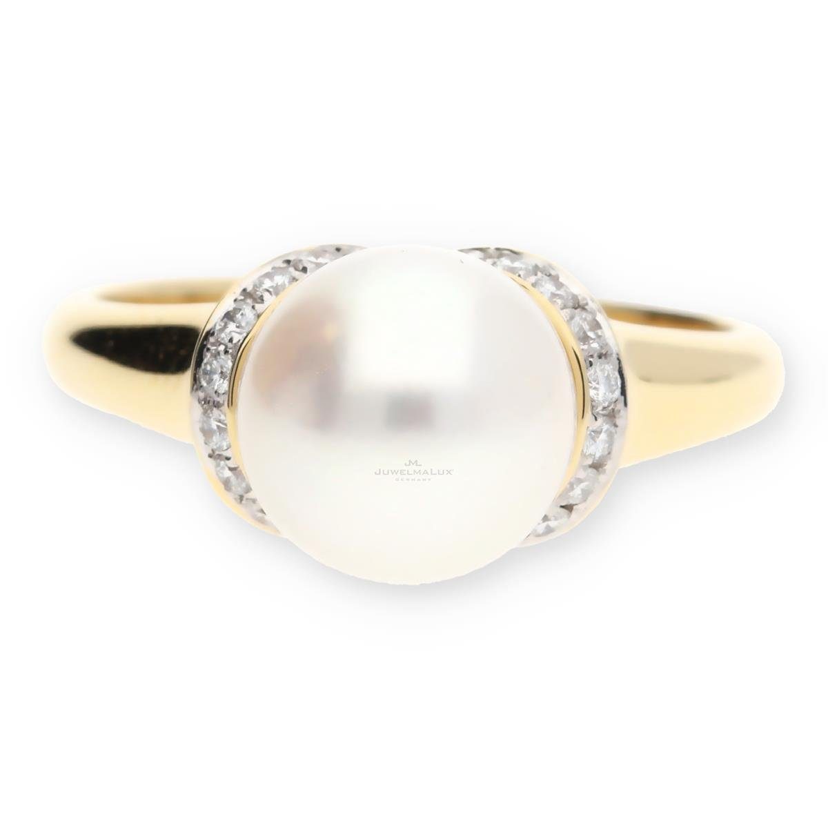 Fingerring JuwelmaLux Ring 585/000 (14 Karat) Gold mit Süßwasser Zuchtperle und B