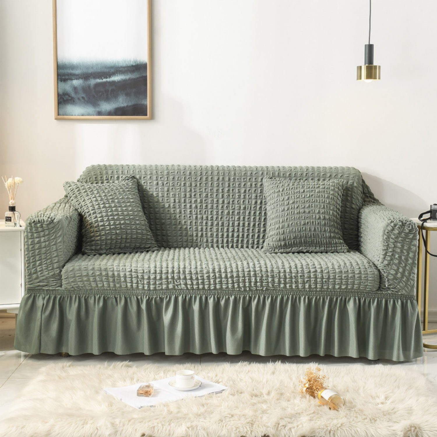 Grün Einfach Elastische Sofa -Hülle, Sofahusse MAGICSHE, säubern zu