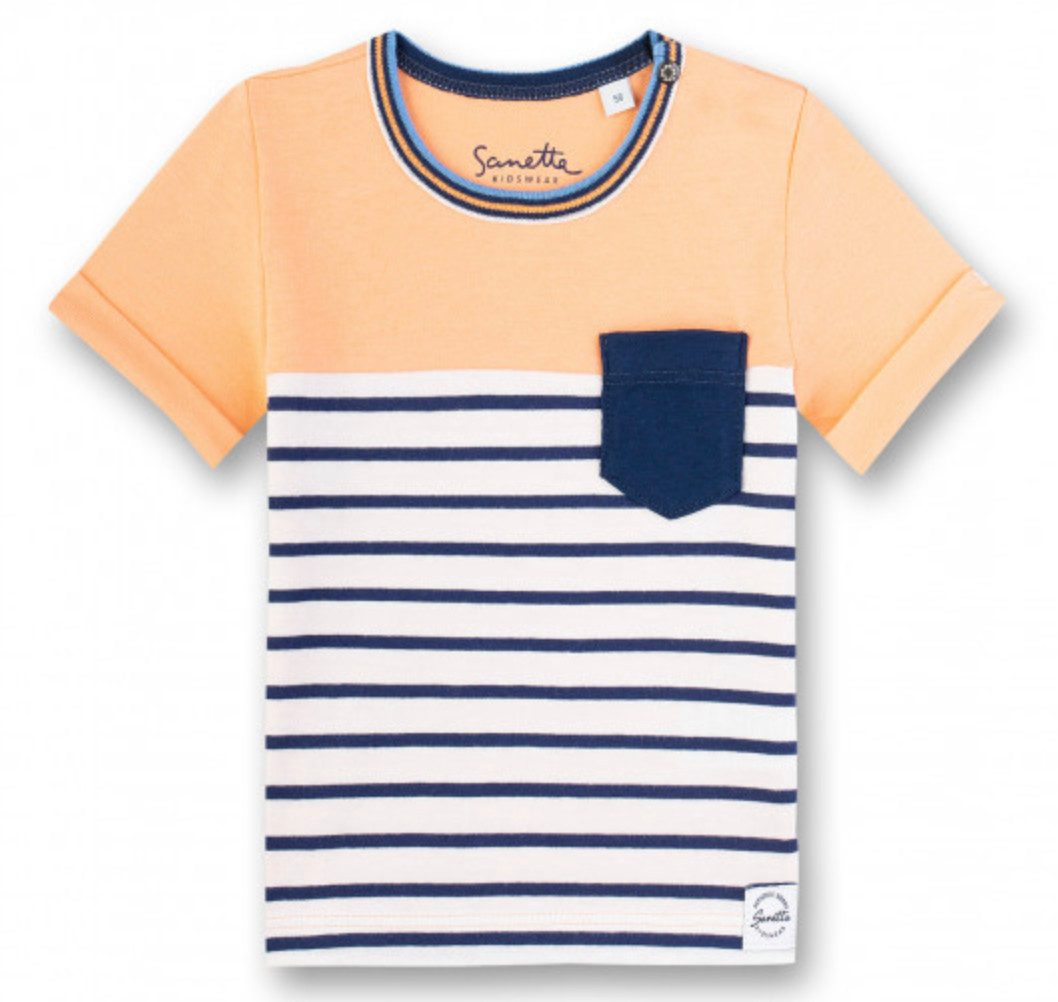 Sanetta T-Shirt Baby T-Shirt aus Baumwolle mit Streifen und Brusttasche