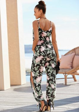 Buffalo Overall mit Schlitzen seitlich am Bein, luftiger Jumpsuit mit Blumenprint