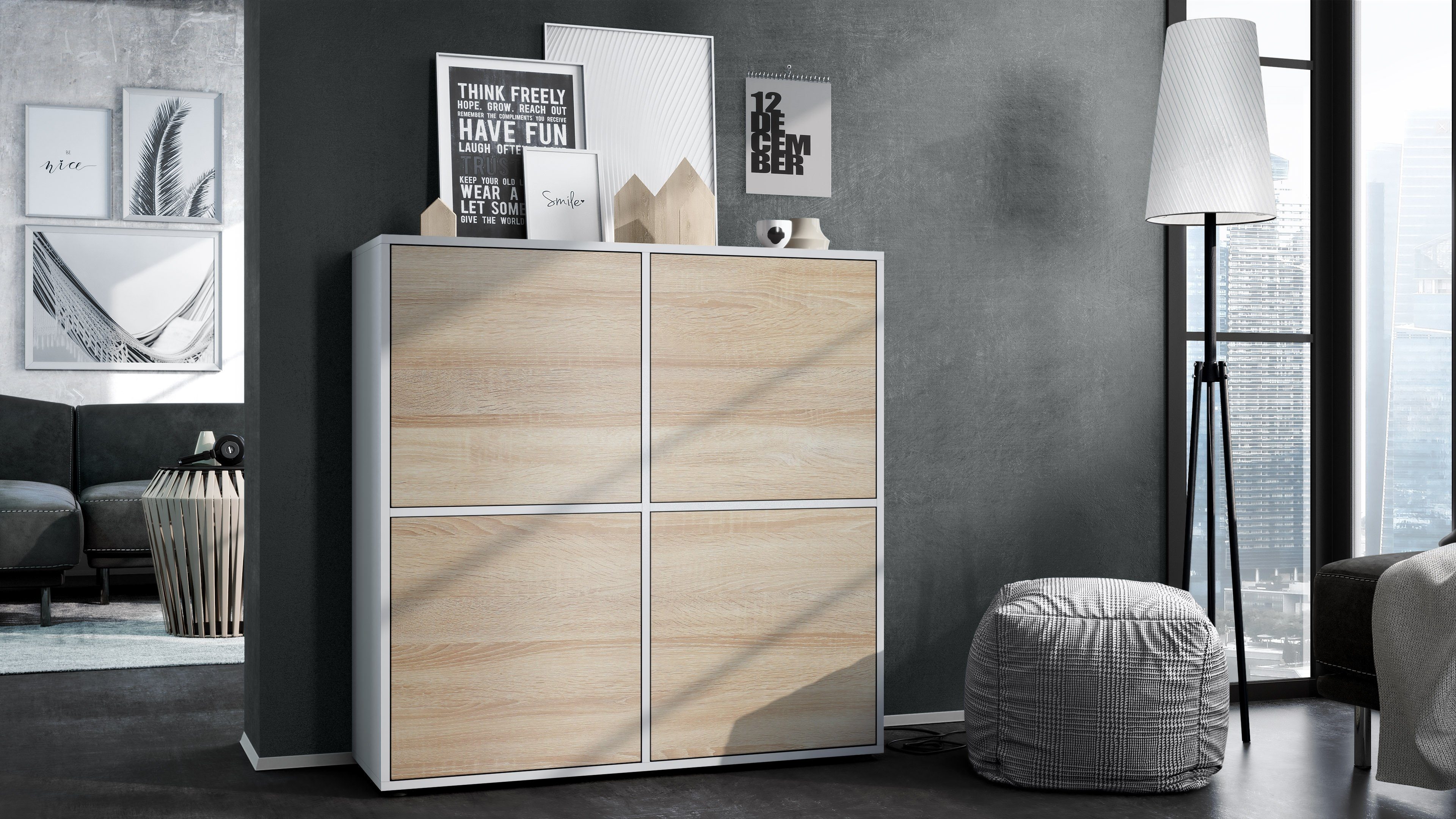Vladon Highboard Cuba V2 (Schrank, 104 x 105,5 x 35,5 cm Sideboard mit 8 Fä günstig online kaufen