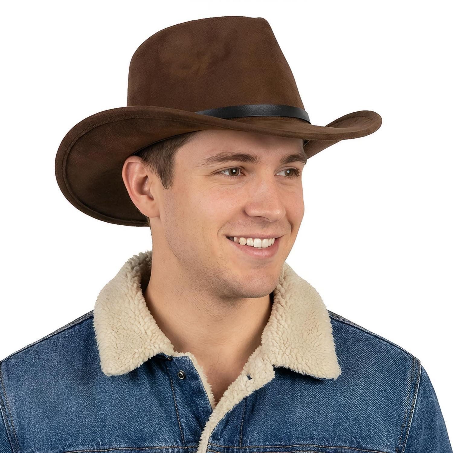 LuxusKollektion Cowboyhut Cowboyhut Westernhut Wildleder Damen Herren Einheitsgröße-M A1# Braun