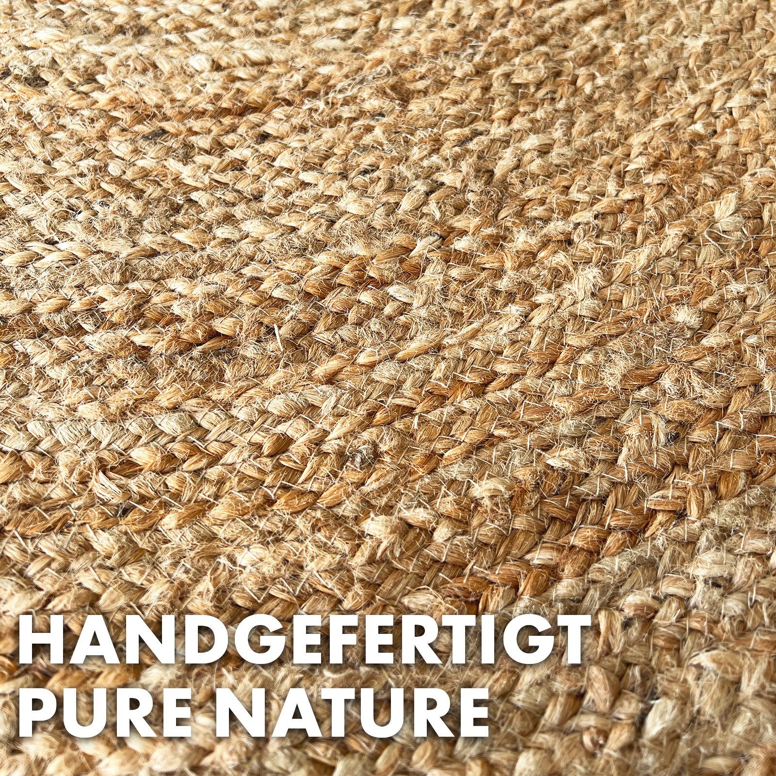 Kubus Teppich Juteteppich Rund, Handgewebter Naturteppich, In verschiedenen günstig online kaufen
