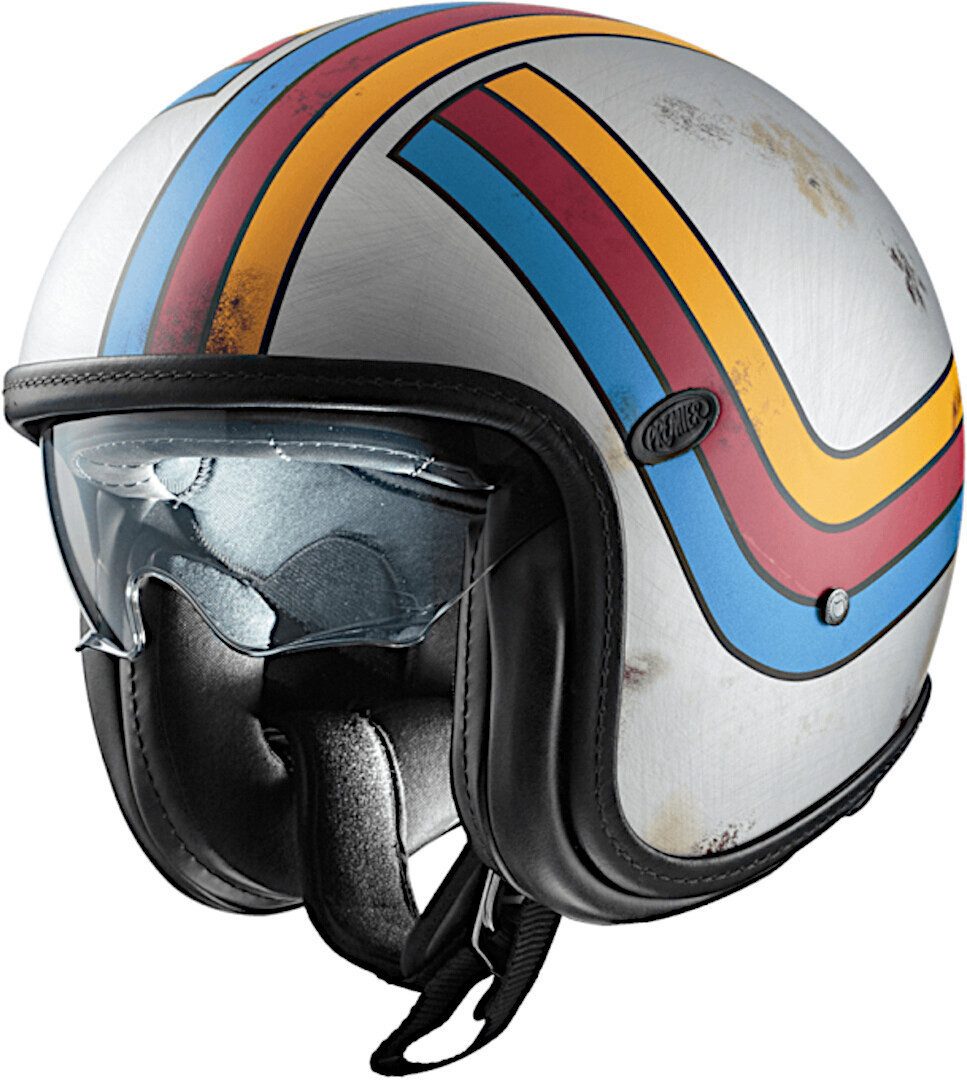 Premier Motorradhelm Vintage Platinum ED EX 77 BM Jethelm, integriertes Sonnenvisier