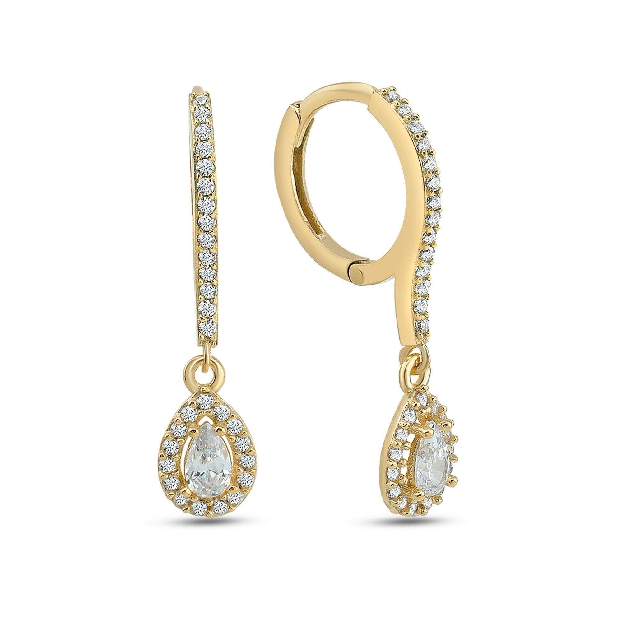 dKeniz Paar Ohrhänger 925/- Sterling Silber vergoldet Elegant & Pur Ohrring | Ohrhänger