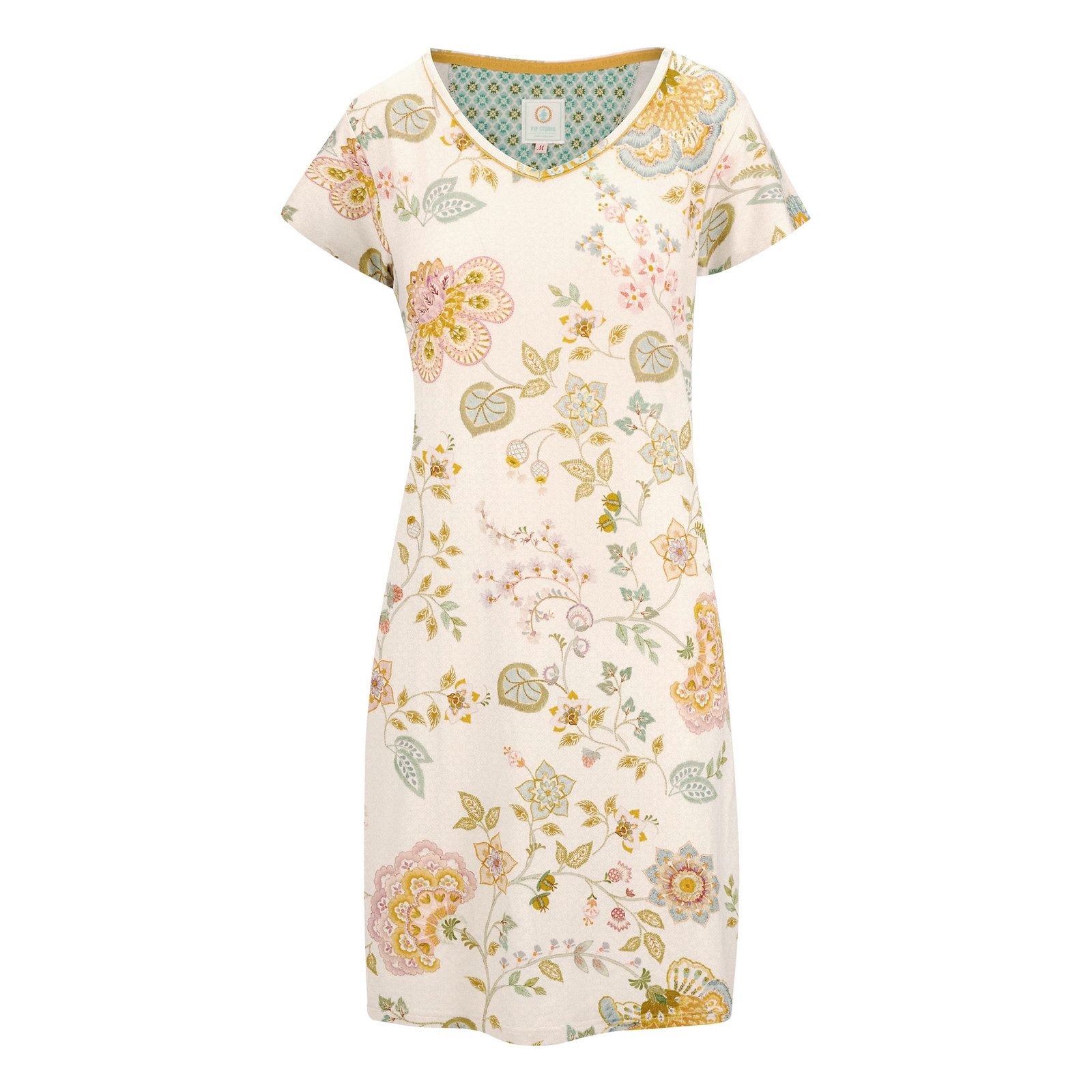 PiP Studio Nachthemd Djoy Short Sleeve Nightdress Buenas Noches mit farbenfrohem floralem Muster