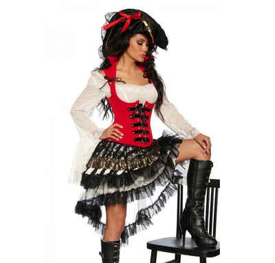 Piraten-Kostüm 2-tlg. Piratenkostüm aus Corsage und Spitzenrock