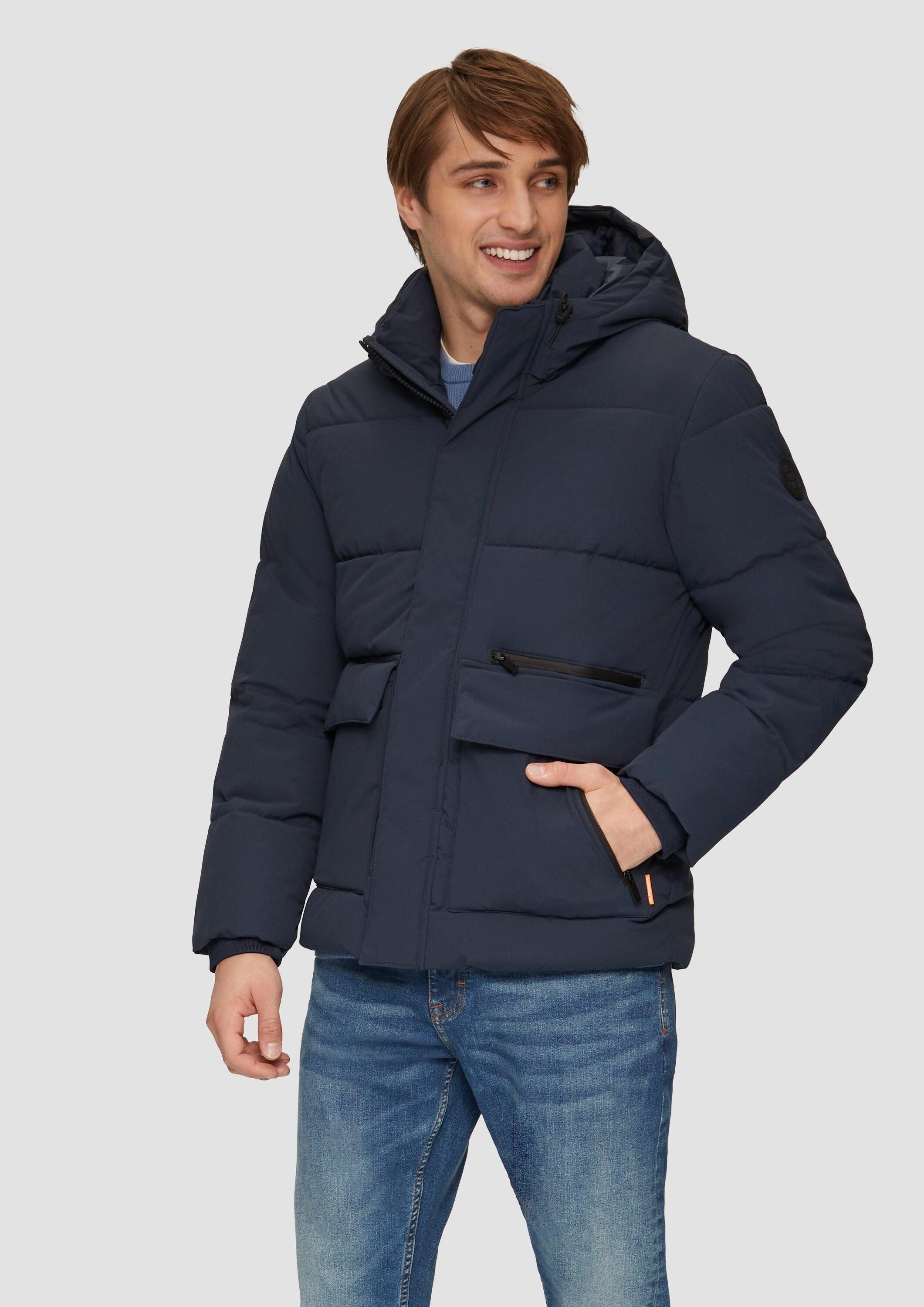QS Winterjacke Outdoor-Jacke Gesteppte Winterjacke mit Kapuze und Innenkrag günstig online kaufen