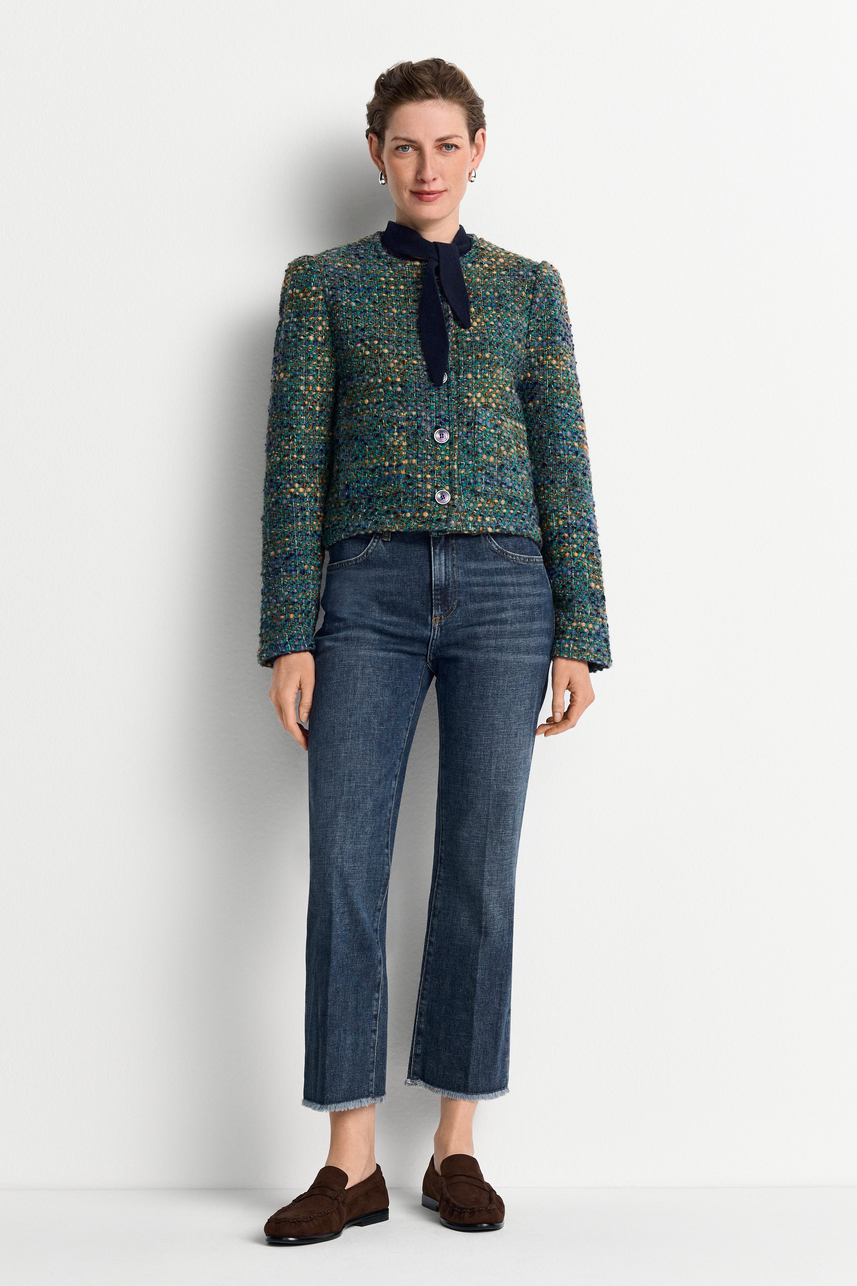 RICHROYAL Bouclèjacke Regular fit mit Rundhalsausschnitt