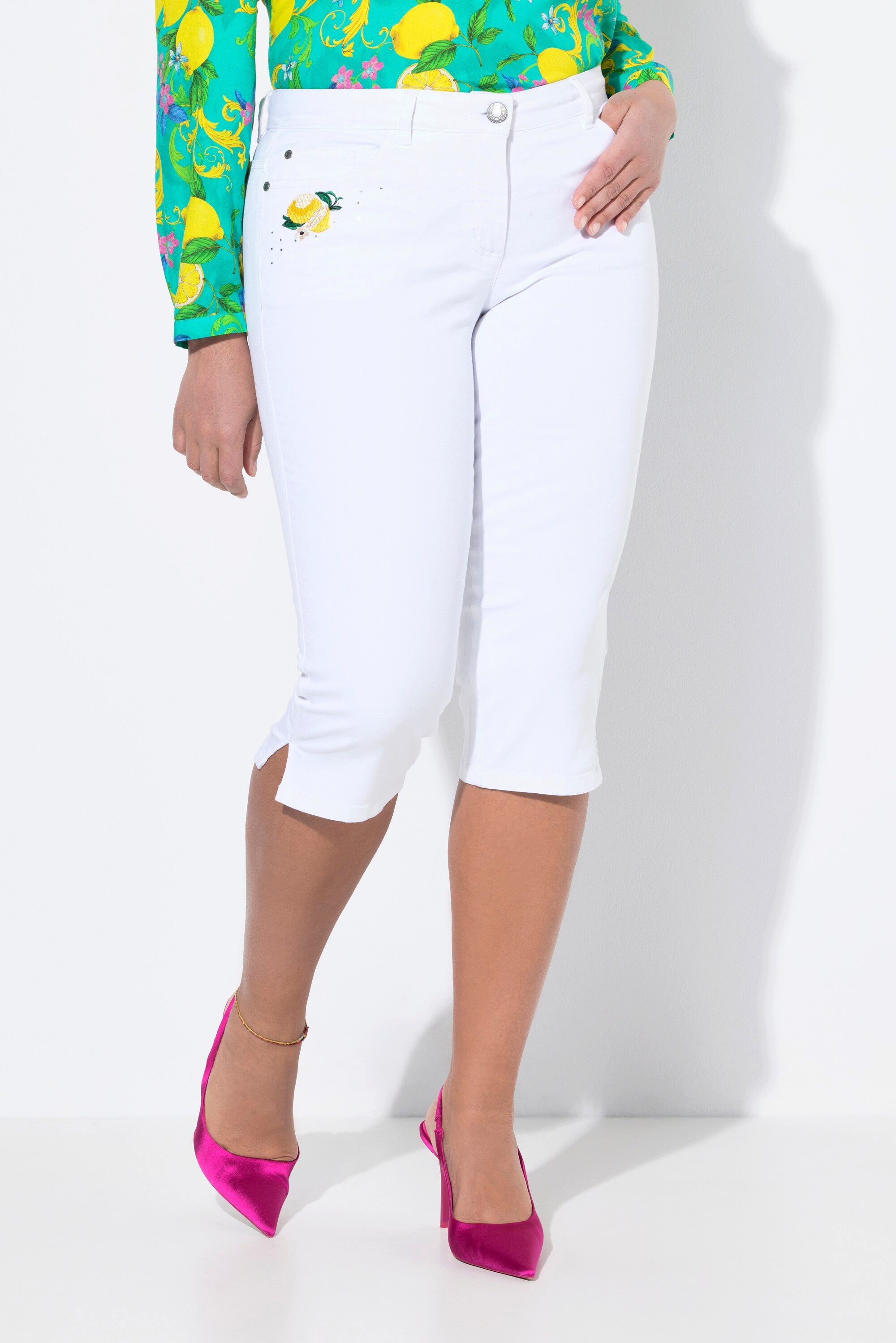 MIAMODA Regular-fit-Jeans 3/4-Caprijeans Carrie Zitronen-Stickerei günstig online kaufen