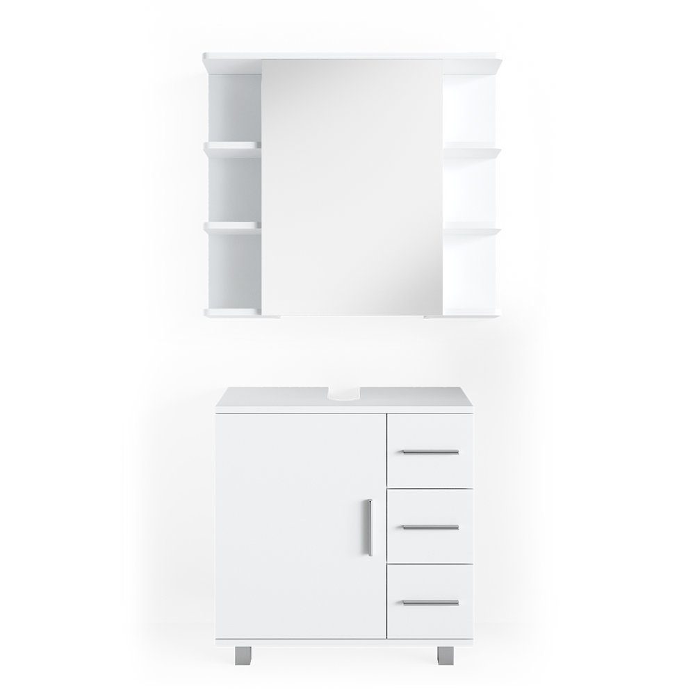 Vicco Badmöbel-Set Ilias, Weiß, 2-teilig, (2er Set, 2-St., 2er Set)