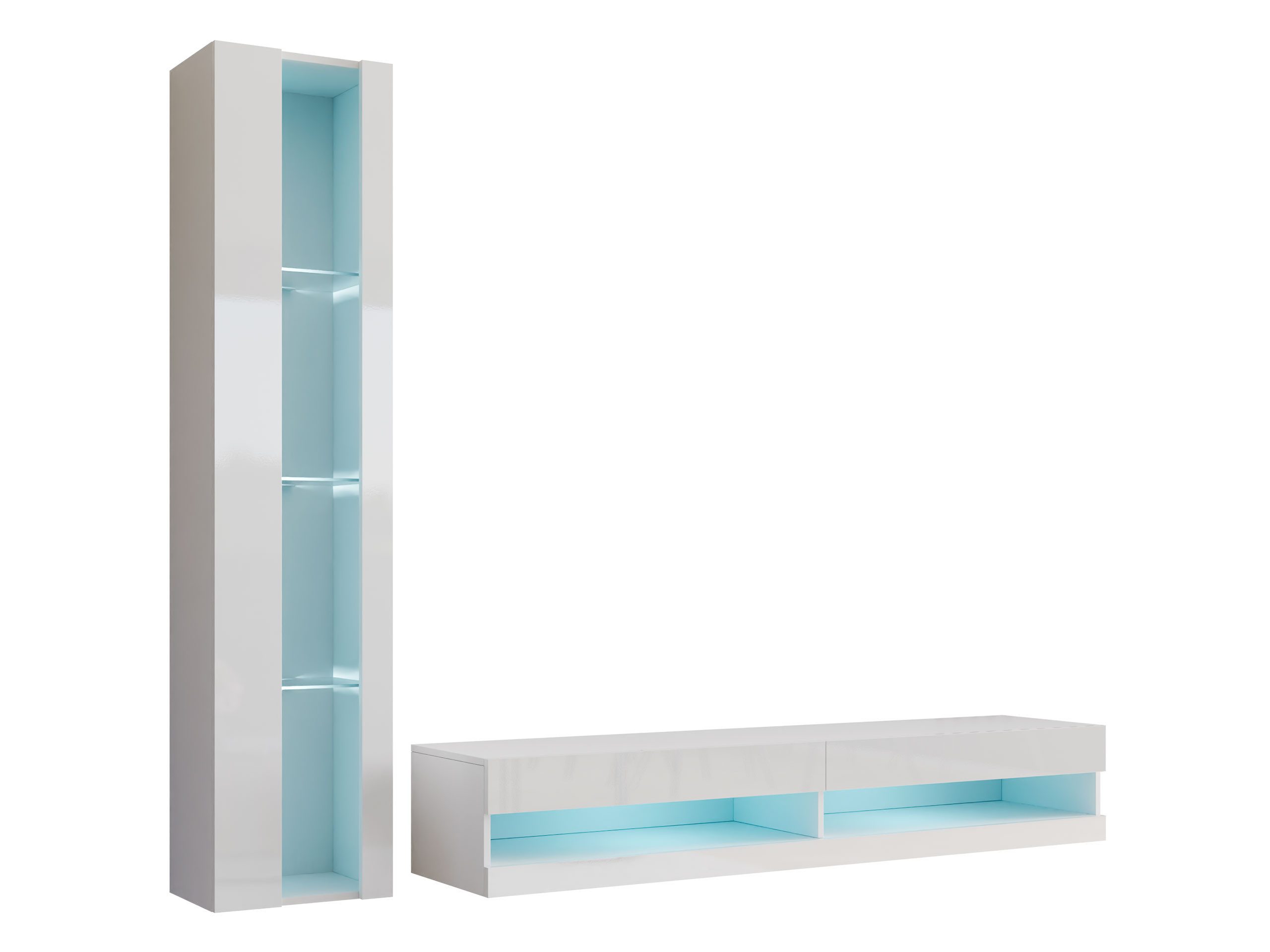 MIRJAN24 Wohnwand Vigo New VIII, (Vitrine, TV-Lowboard), Beleuchtung als Option