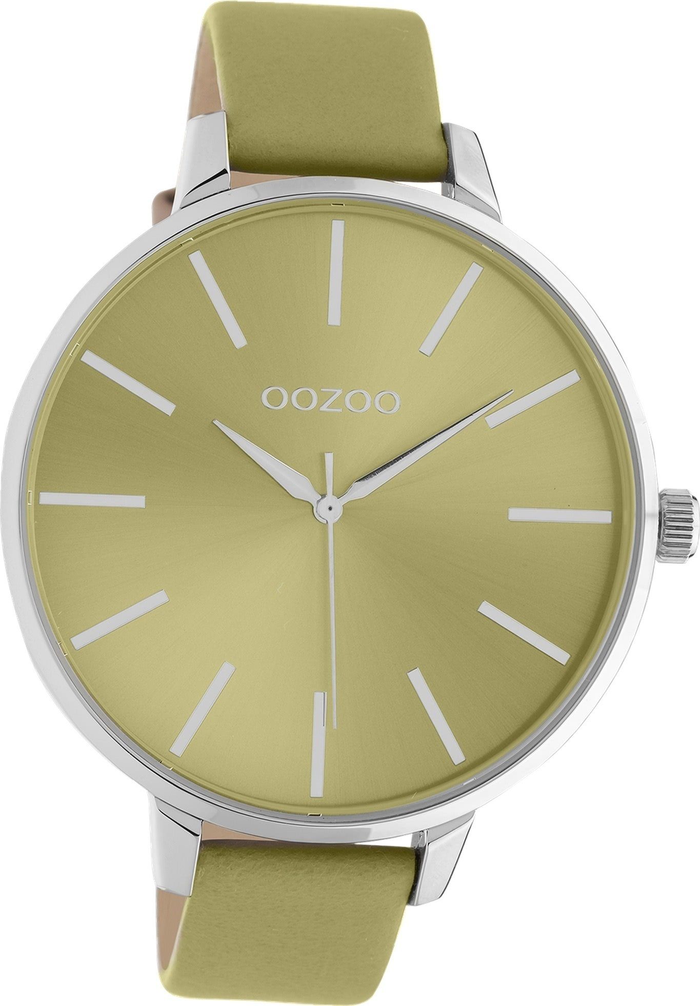 Damenuhr extra Quarzuhr rundes Armbanduhr Oozoo OOZOO groß (ca. Damen Gehäuse, Timepieces, ockergelb, Lederarmband 48mm)