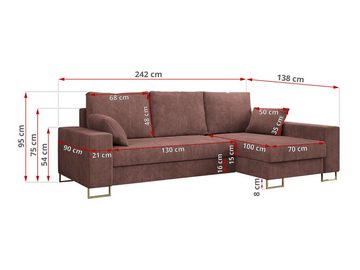 MKS MÖBEL Ecksofa DORIAN, L-Form Couch mit Schlaffunktion, Modern Stil, lose Kissen