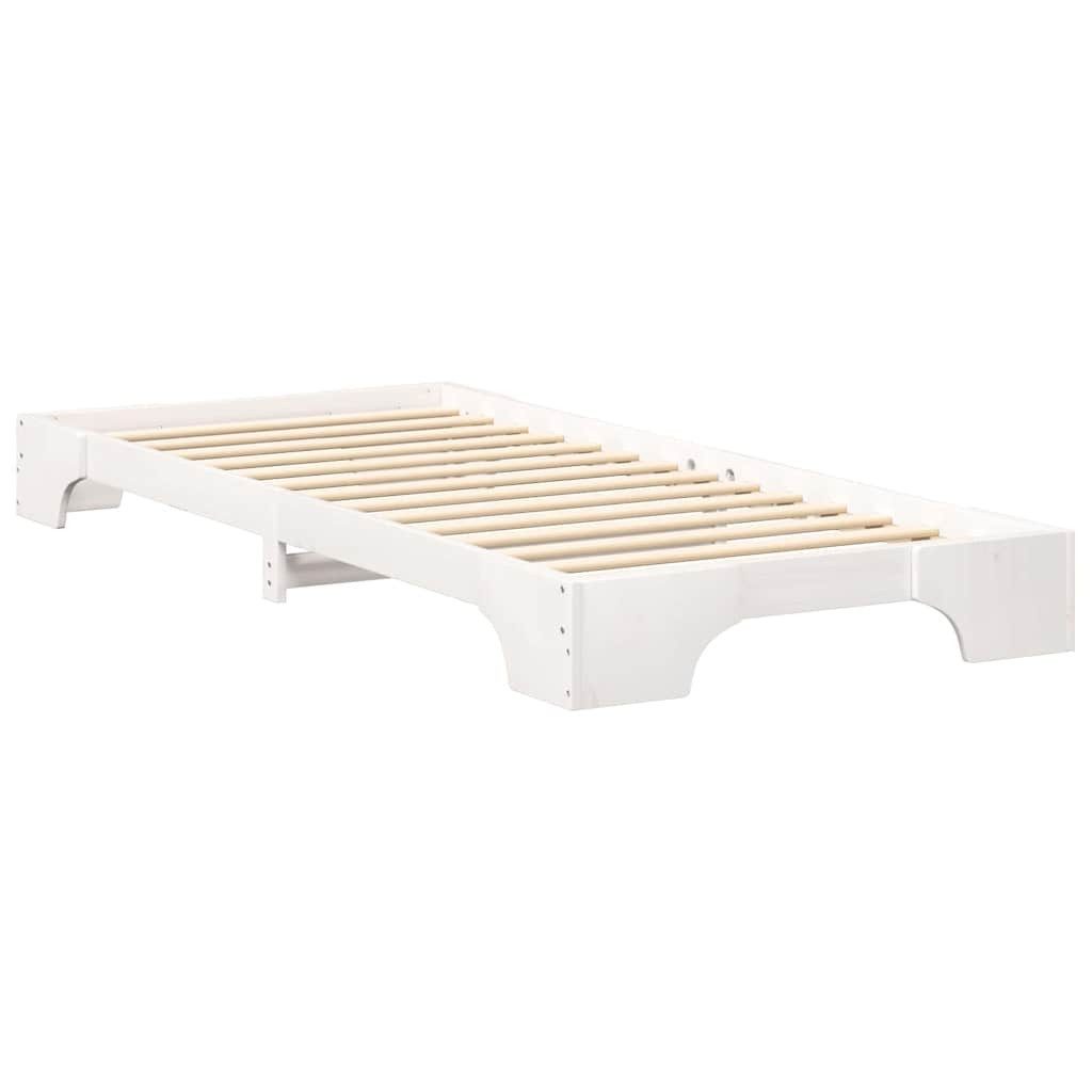 vidaXL Bett Bodenbettgestell mit Speicher Weiß günstig online kaufen