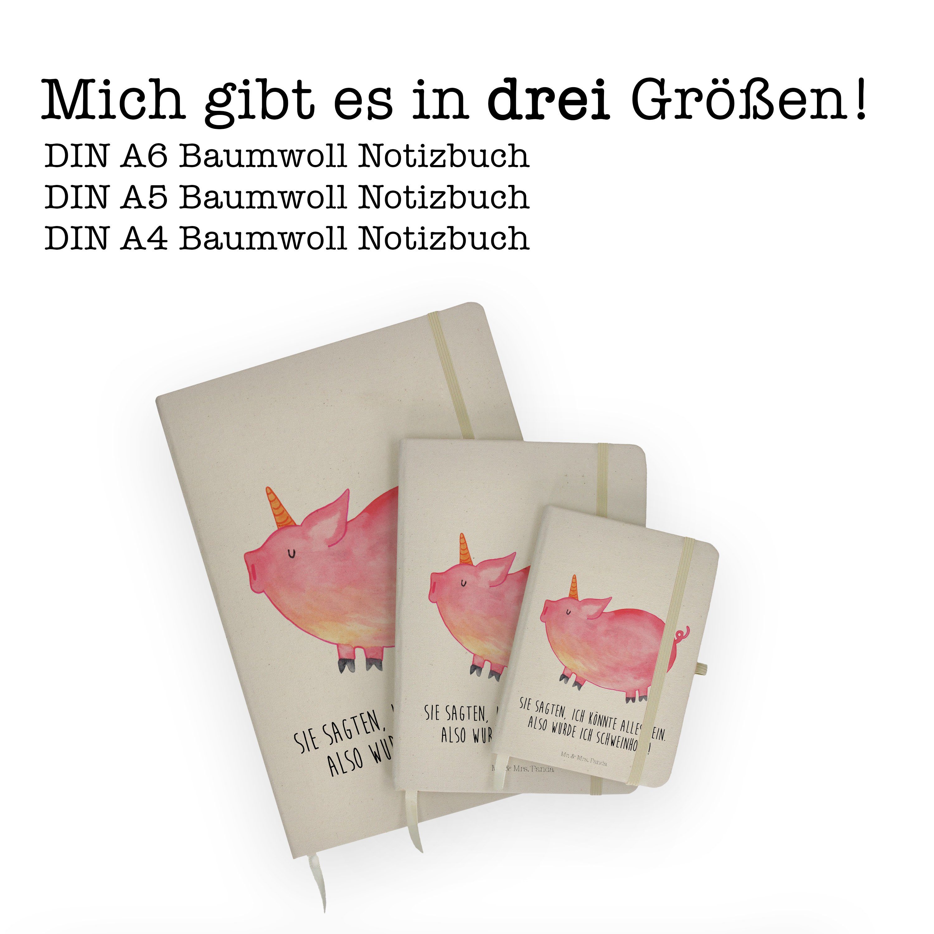 Panda Mr. Panda & Geschenk, & Transparent Notizbuch Unicorn Notizen, - Mrs. Bauer, Schweinhorn - Mrs. Einhorn Mr.