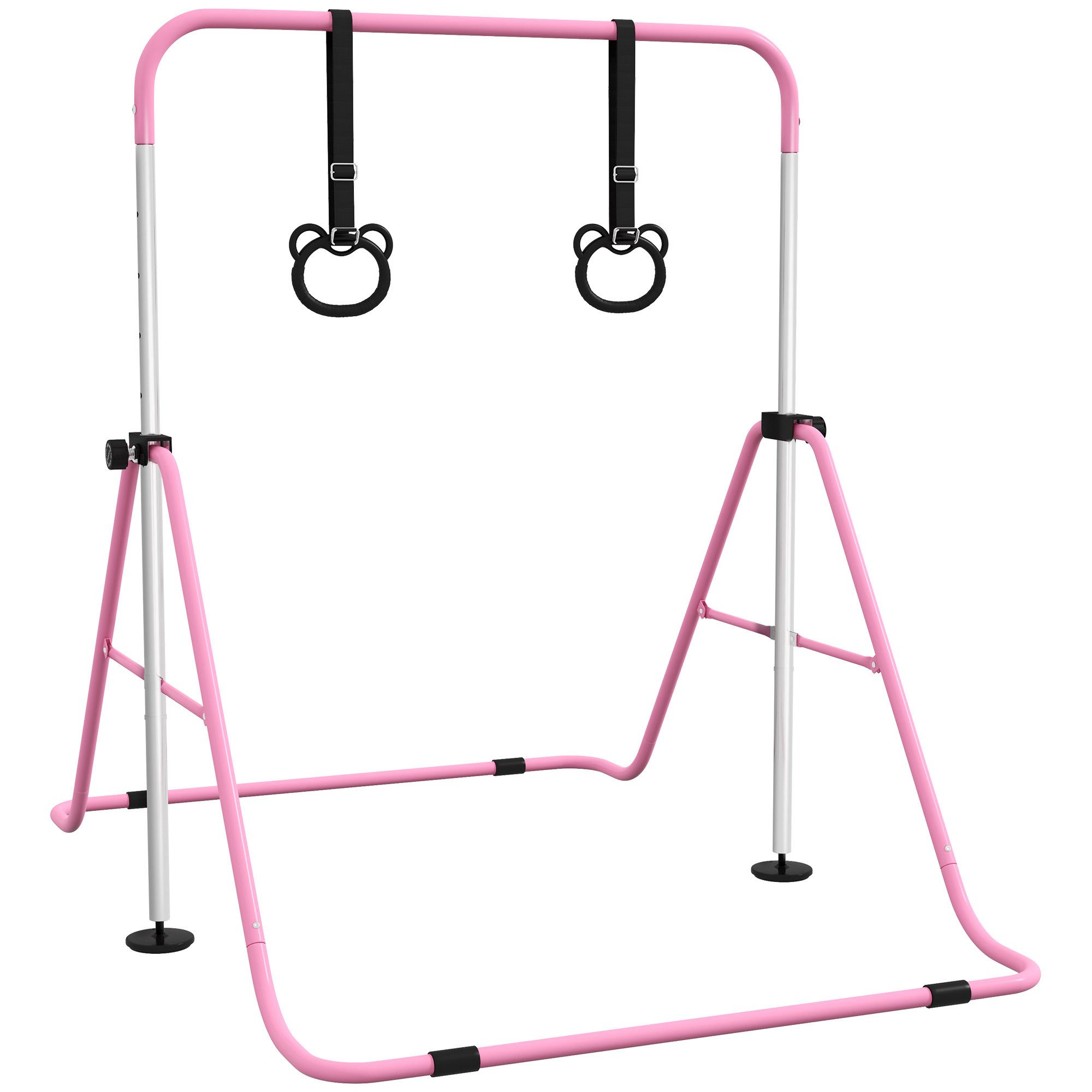 HOMCOM Turnreck Kinder Gymnastik Turnreck 5-stufige höhenverstellbar, (Reckanlage, 1-St., Reckstange), für Indoor bis 50 kg belastbar Stahl Rosa