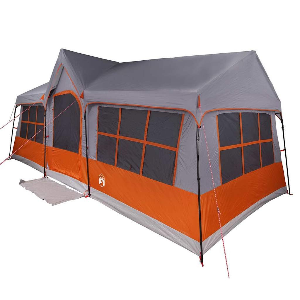 vidaXL Tunnelzelt Familienzelt mit Dach Grau und Orange 622 x 295 x 238 cm, (1 tlg)