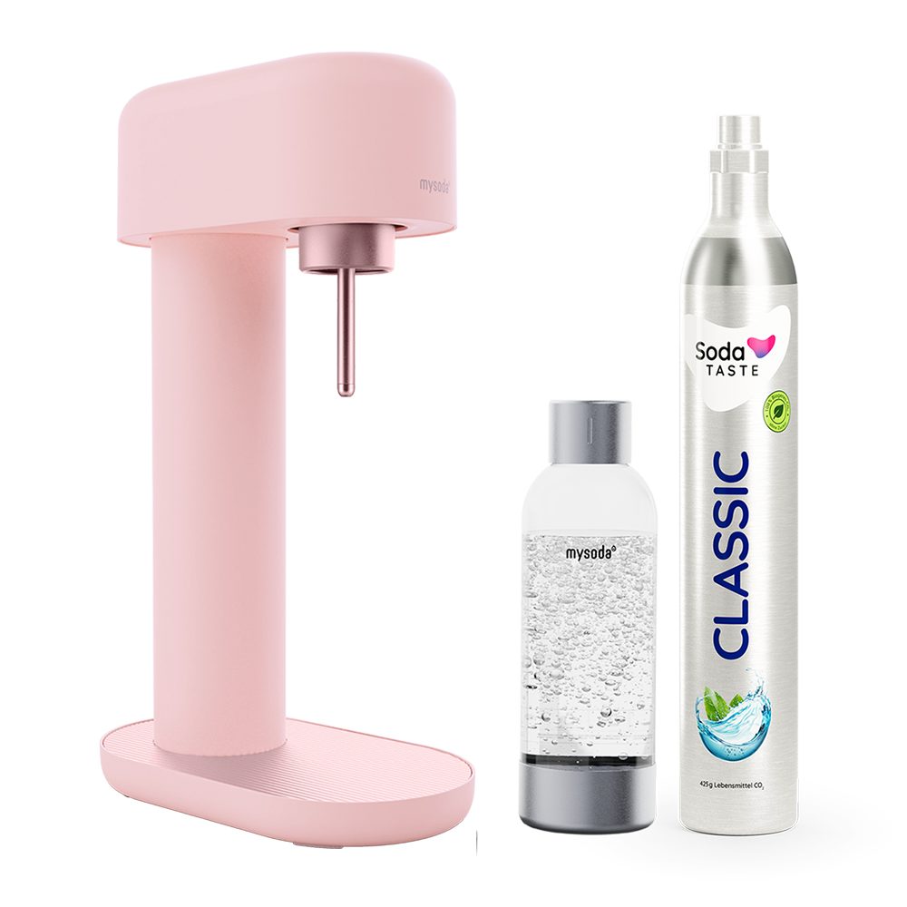 mySoda Wassersprudler Mysoda Ruby 2.0 Wassersprudler Basispaket, Mattes Alu-Design, inkl. CO2 & Flasche, stromloser Betrieb