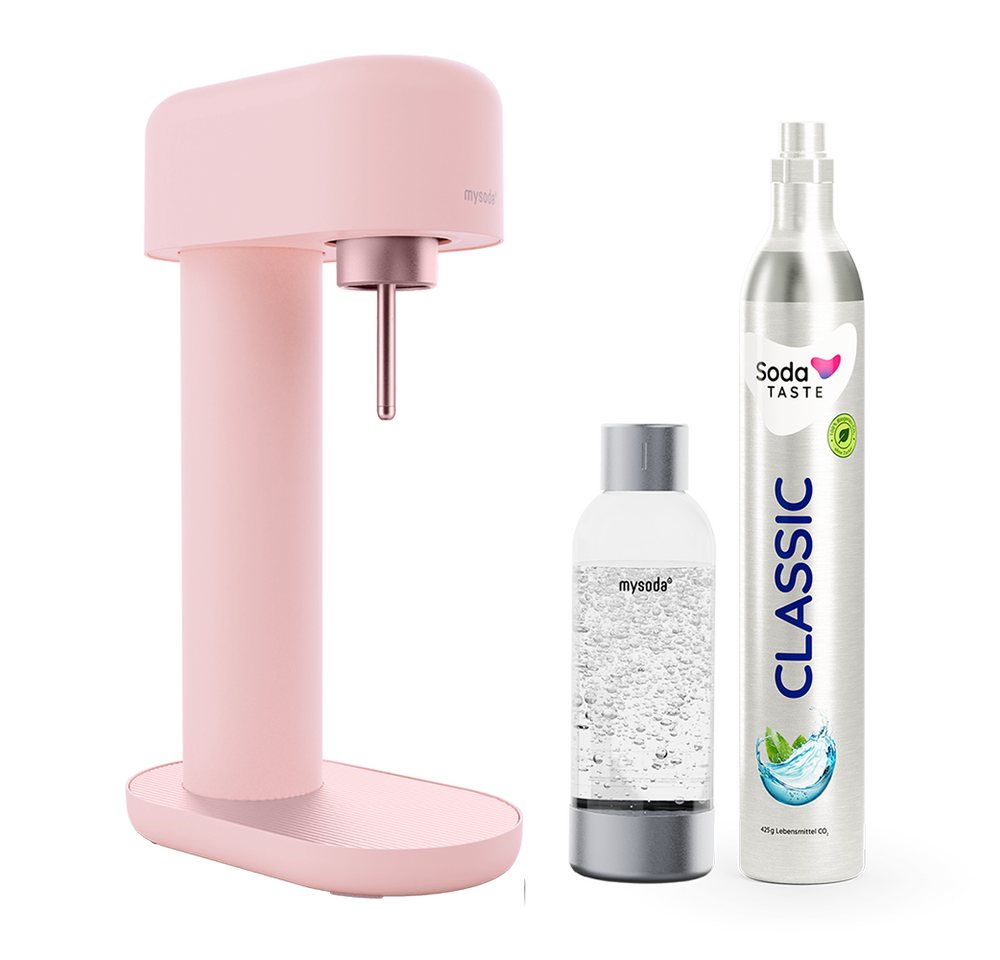 mySoda Wassersprudler Mysoda Ruby 2.0 Wassersprudler Basispaket, Mattes Alu-Design, inkl. CO2 & Flasche, stromloser Betrieb