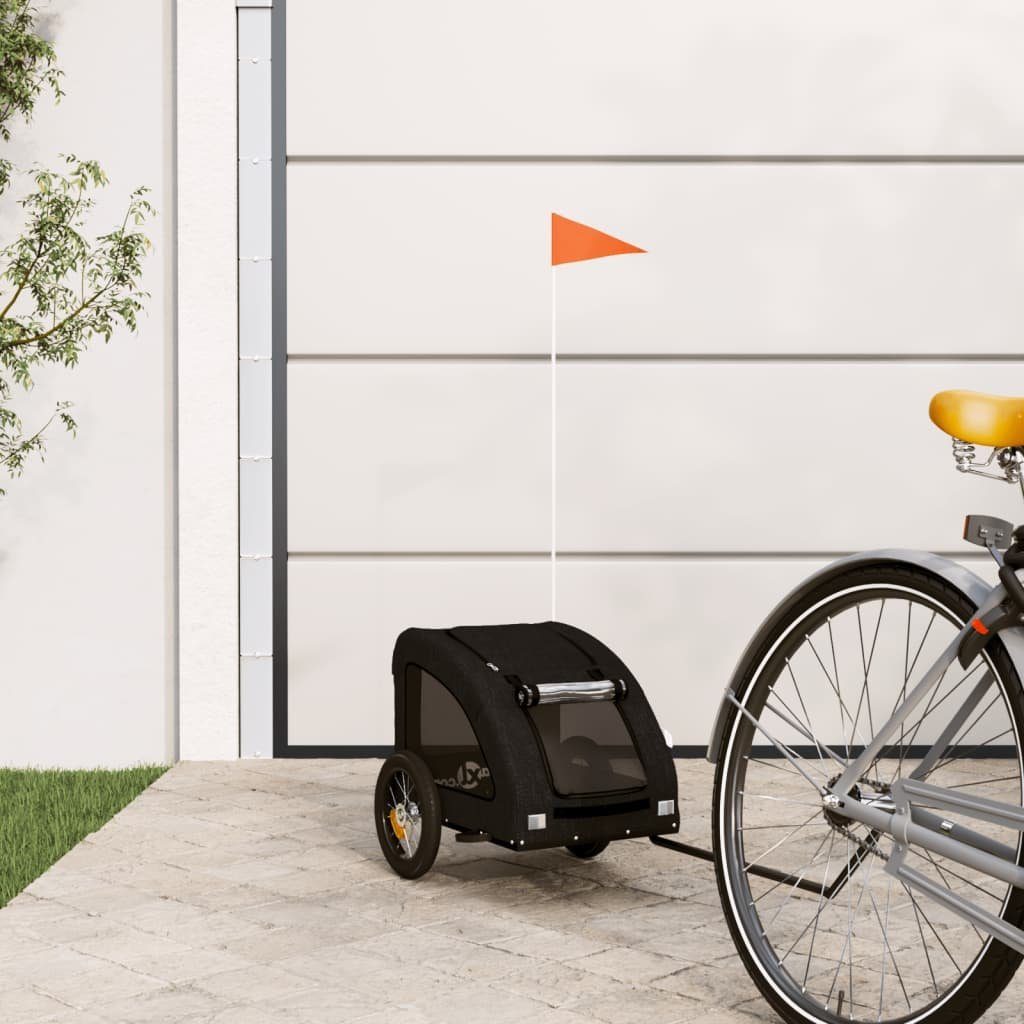 vidaXL Fahrradhundeanhänger 30 kg Fahrradanhänger Hunde Schwarz Oxford-Gewebe und Eisen