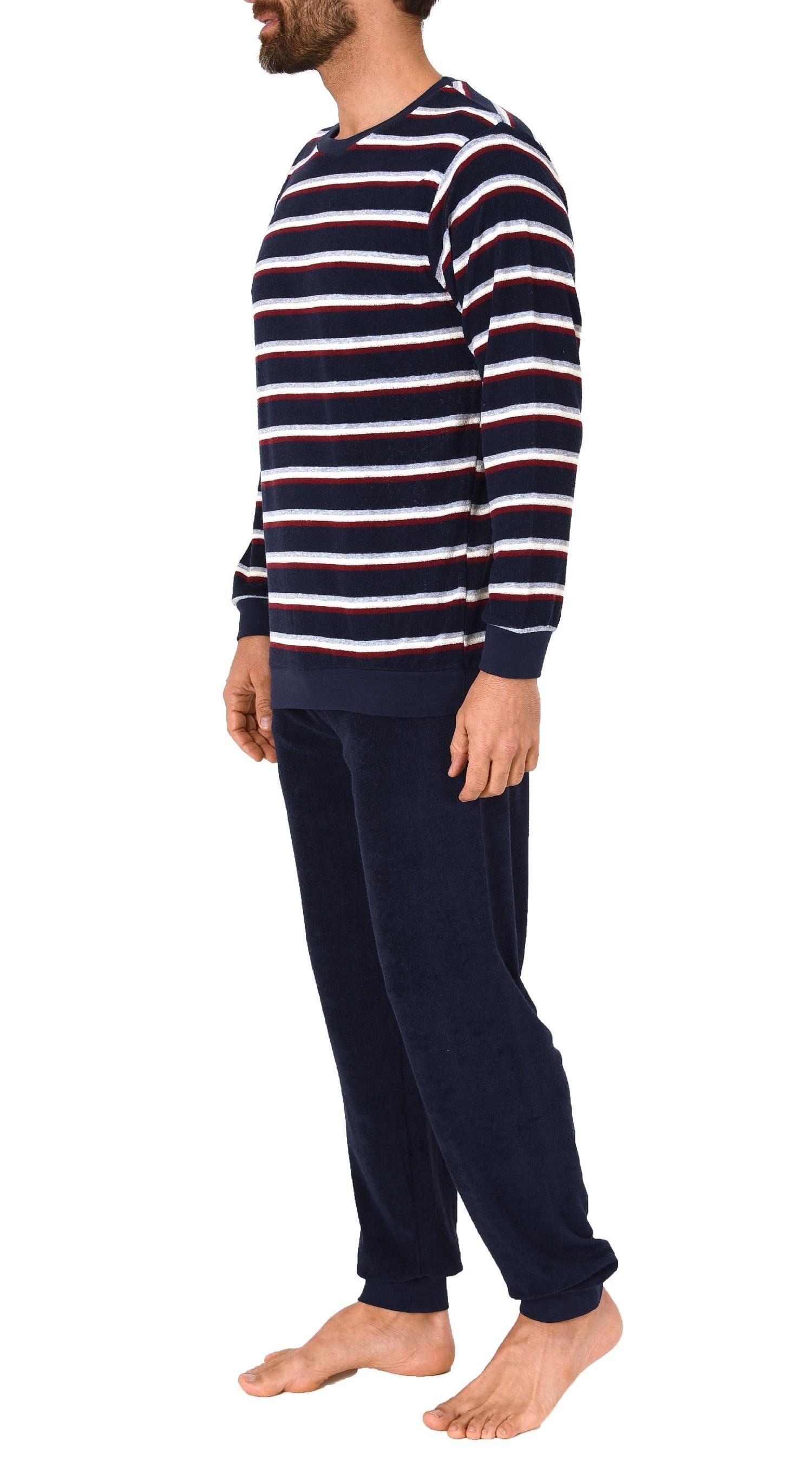 Normann Pyjama Herren Frottee Schlafanzug mit Bündchen - Streifenoptik - 291 13 787 – Bild 3 von 4
