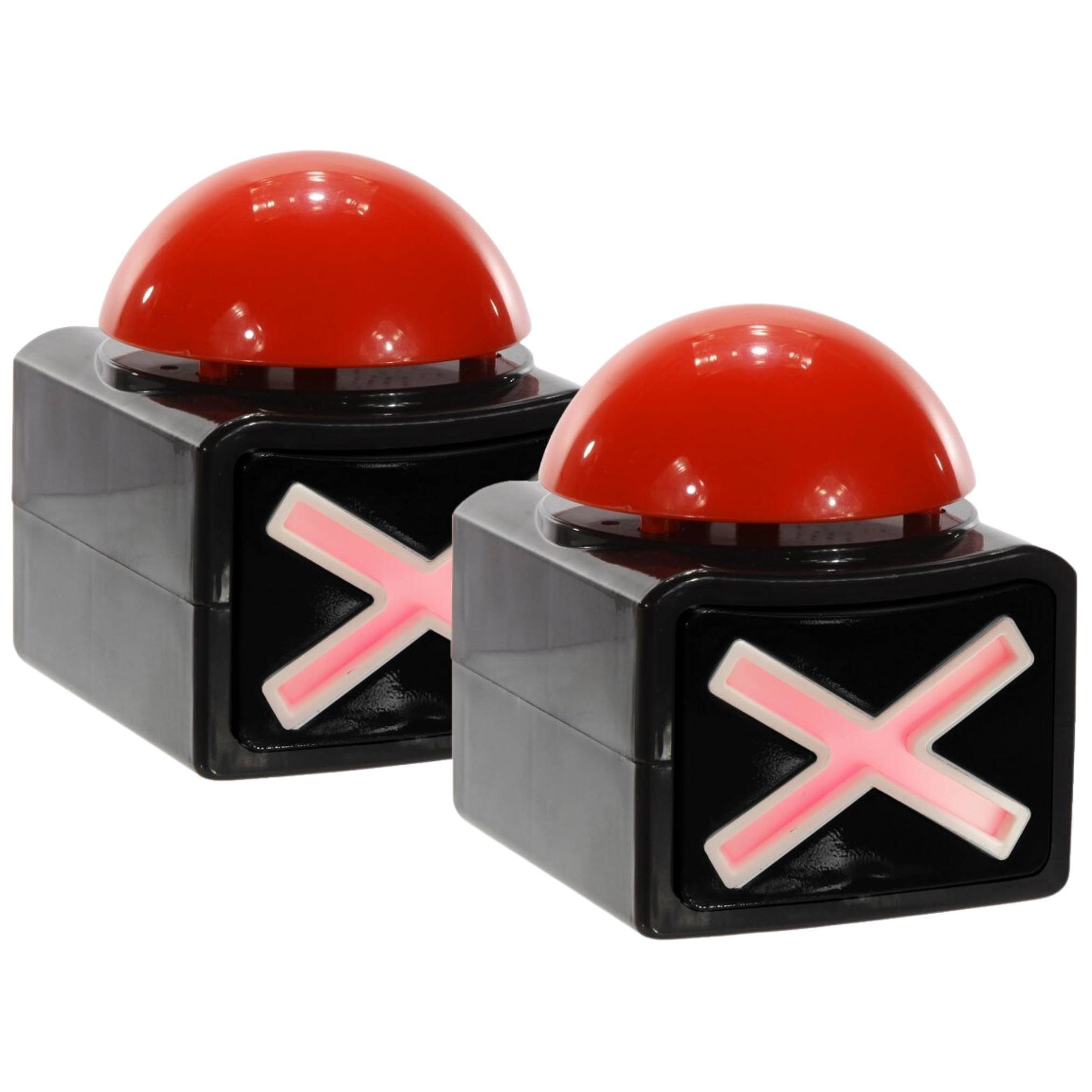 Bada Bing Spiel XL Buzzer Button Alarmknopf Mit Sound Und Licht Quizspiel, 2er Set Quiz-Buzzer, Mit Licht und Sound